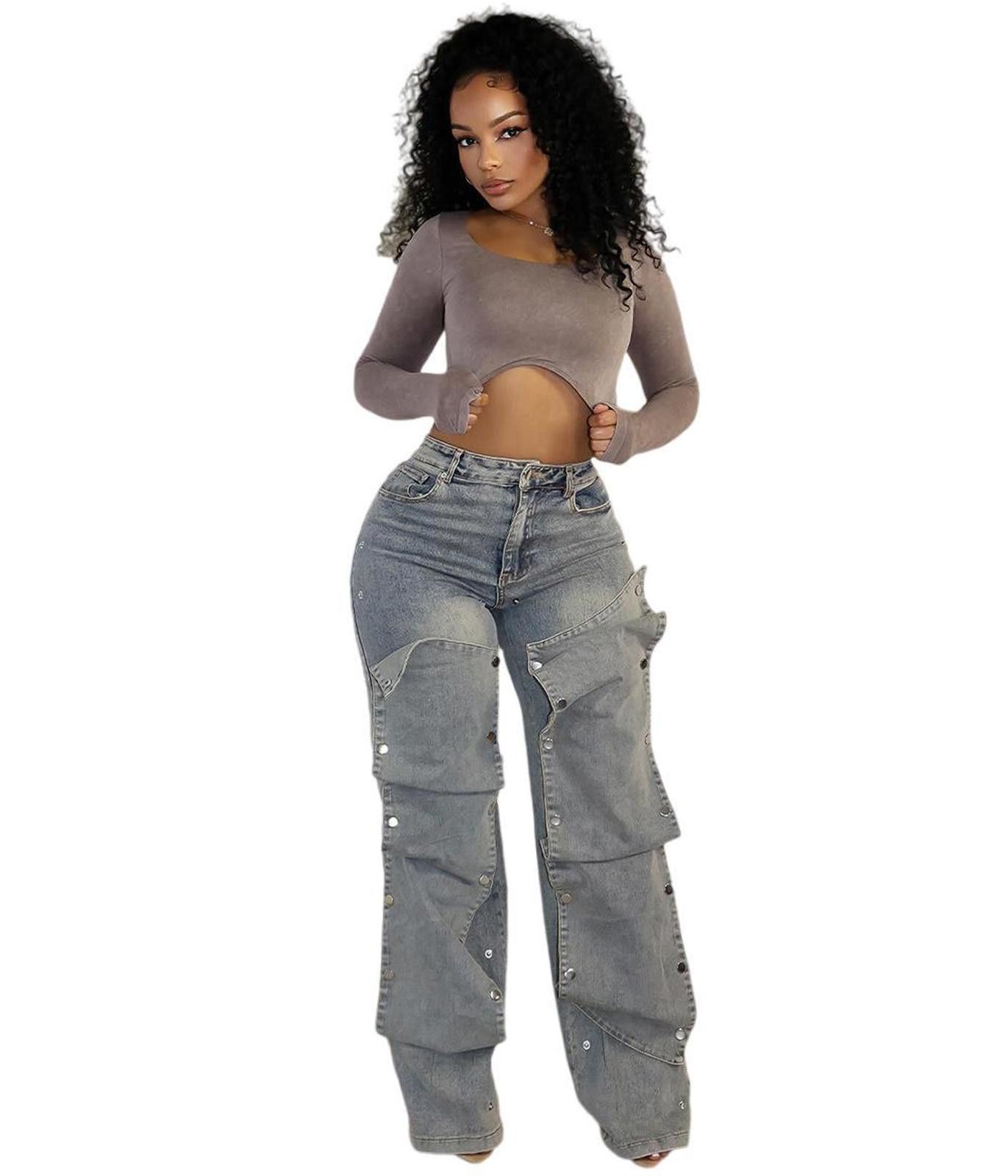 The Unbranded Brand Women's Button High Waist Straight Jeans Size US 32 / EU 48 - 5 Thumbnail