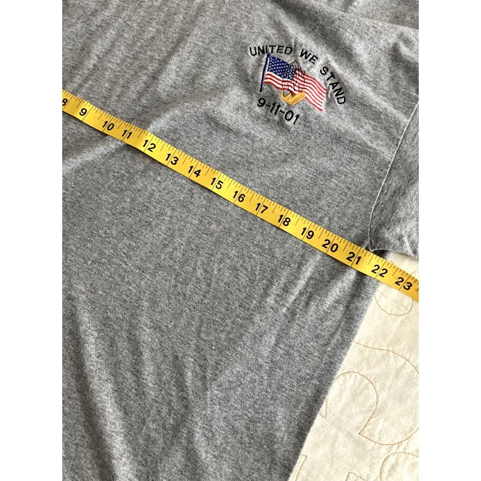 Gildan VINTAGE Gildan Shirt Mens XL Gray United Stand September 11th Embroidered Ultra Blend Y2K Size US XL / EU 56 / 4 - 5 Thumbnail