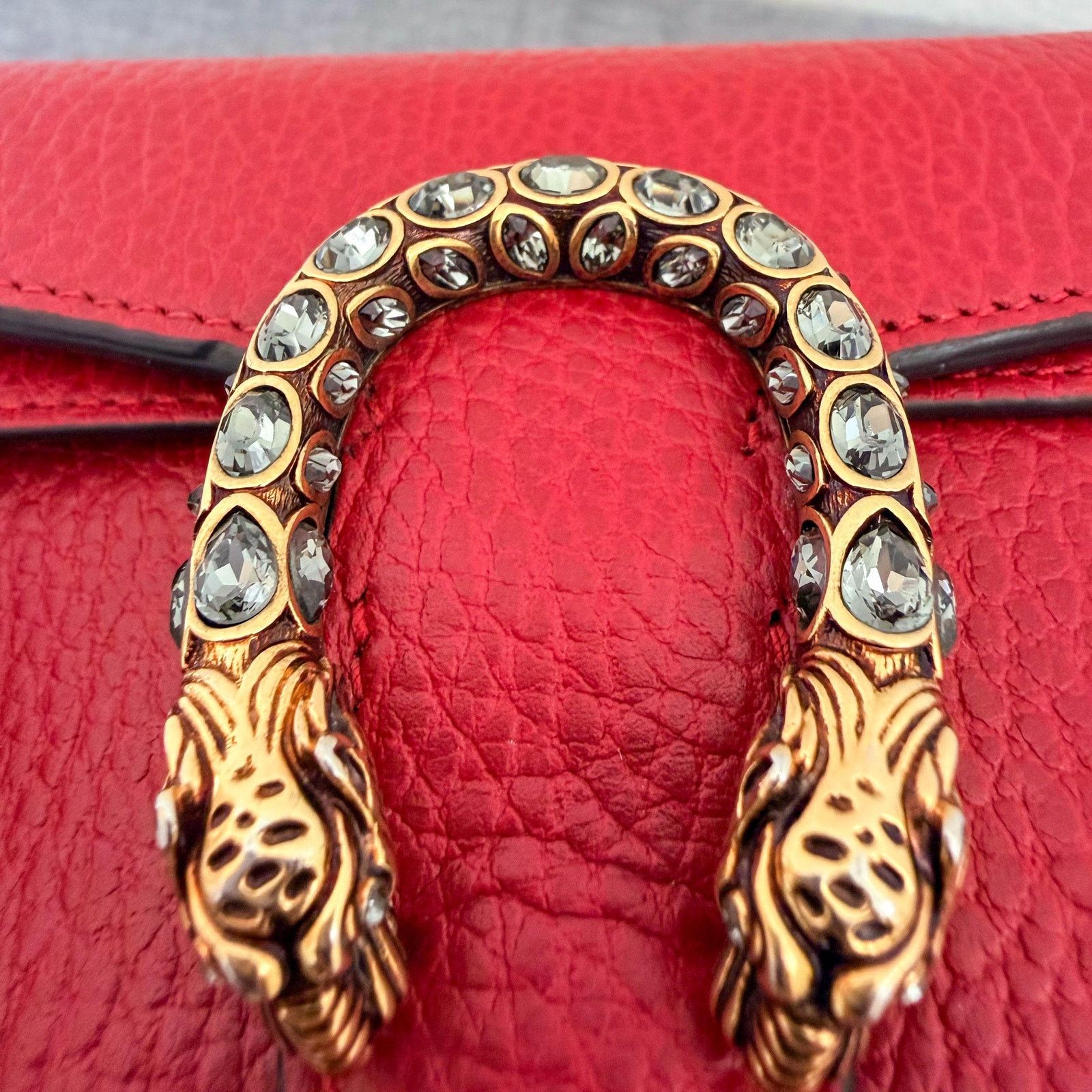 Gucci Authentic Gucci Dionysus Red Leather Chain Bag Tiger Head Size ONE SIZE - 7 Thumbnail