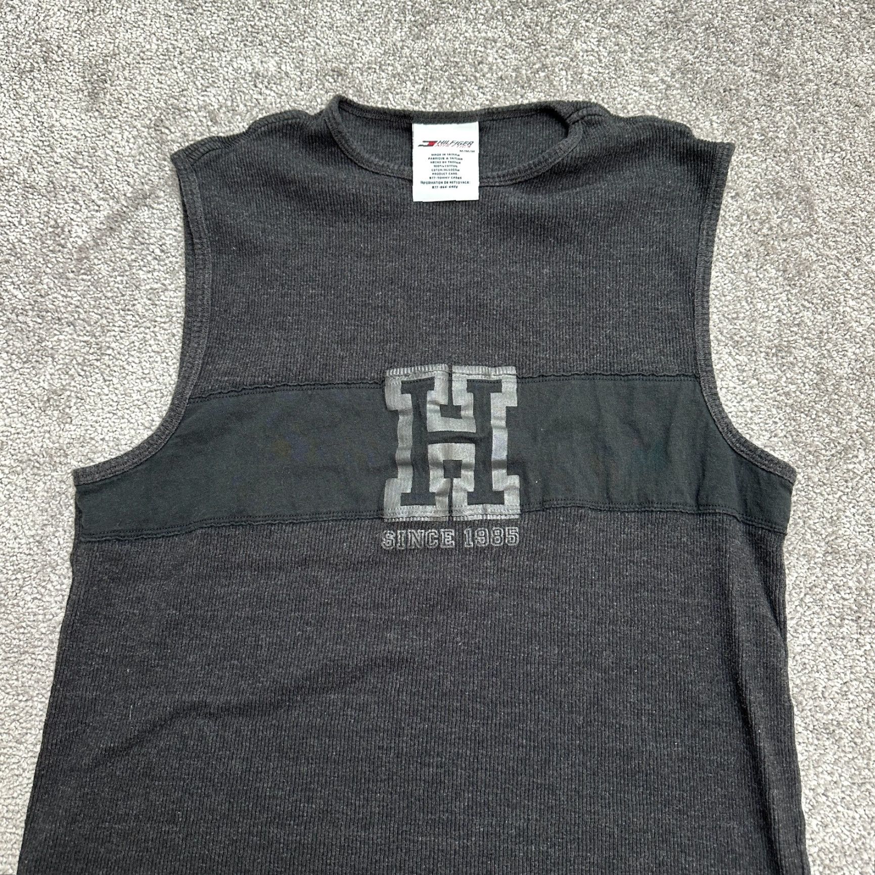 Tommy Hilfiger Tommy Hilfiger Athletics Tank Top Womens Medium Dark Gray Ribbed Knit Sleeveless Tank Size M / US 6-8 / IT 42-44 - 3 Thumbnail
