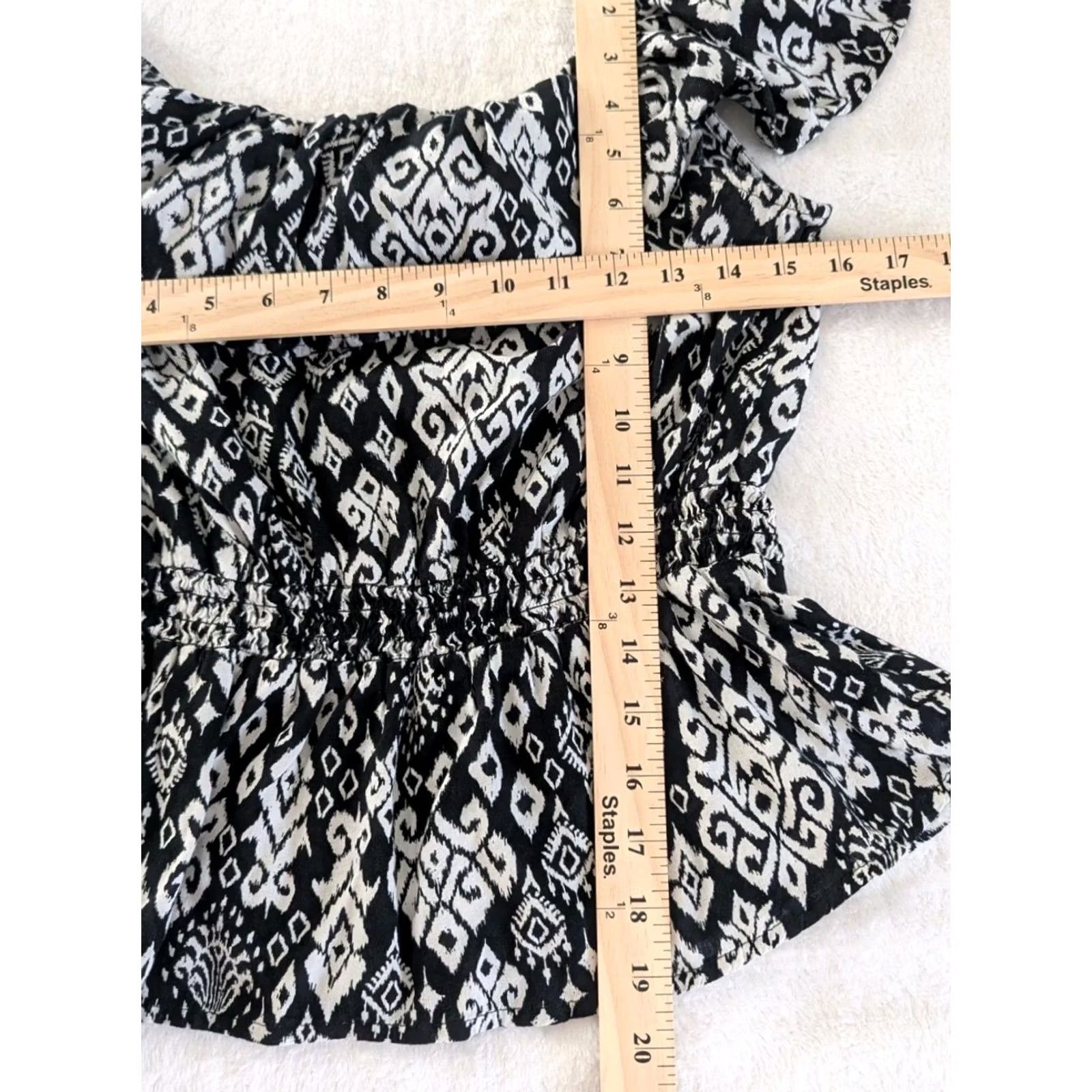 Old Navy Old Navy IKAT Peplum Top Blouse Women's Size M 100% Cotton Ruffle Blue Casual Women Size M / US 6-8 / IT 42-44 - 3 Thumbnail