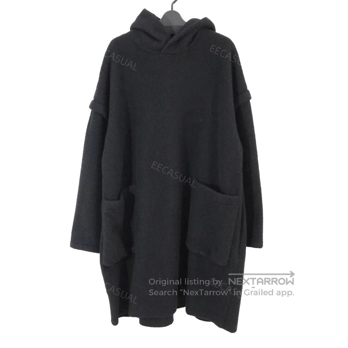 Y's Yohji Yamamoto Black Wool Hoodie Coat. Size XS / US 0-2 / IT 36-38 - 3 Thumbnail