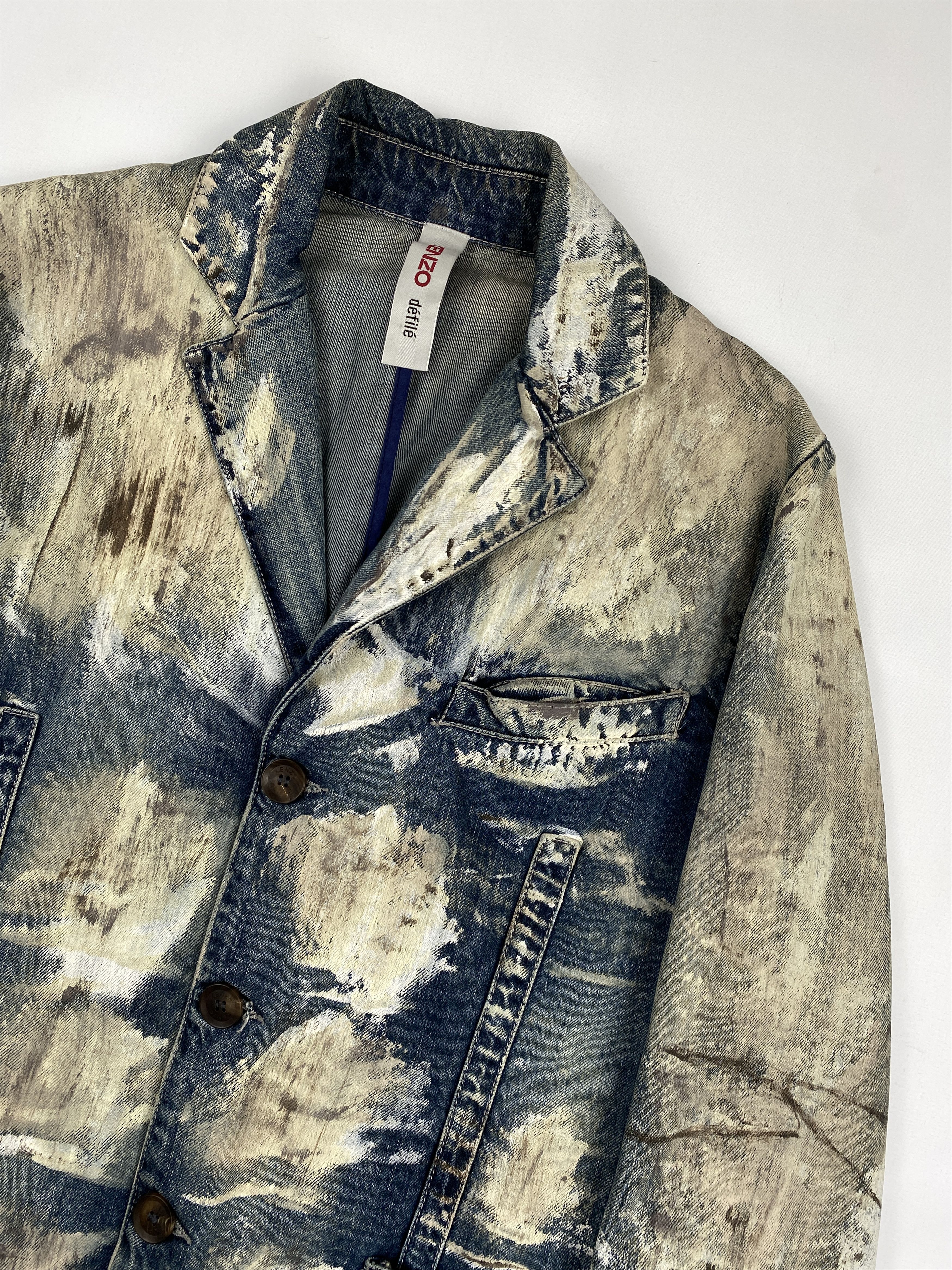 Kenzo Paint Splattered Denim Suit Jacket Size US M / EU 48-50 / 2 - 4 Thumbnail