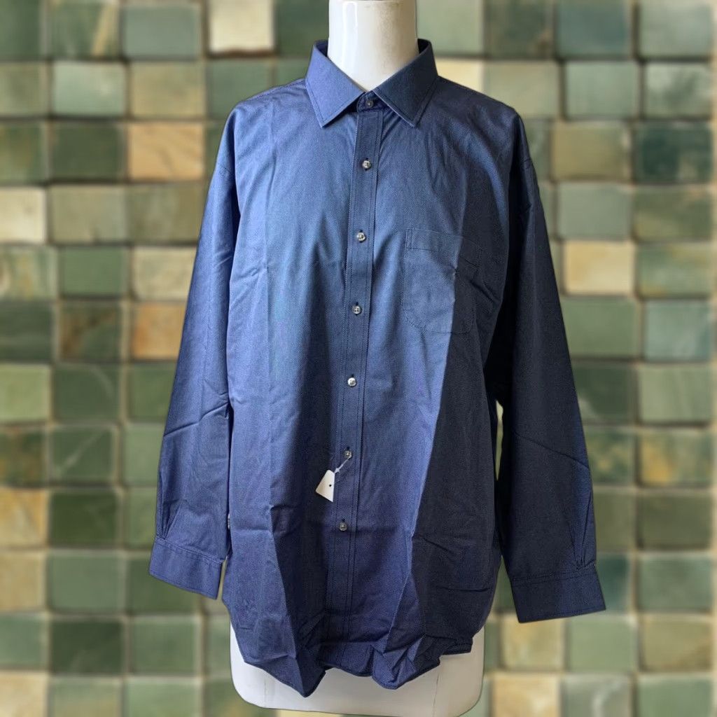 Brooks Brothers Shirt Adult Size 18 Blue Regular Non-Iron Dress Button-Down  Long Sleeve Polka