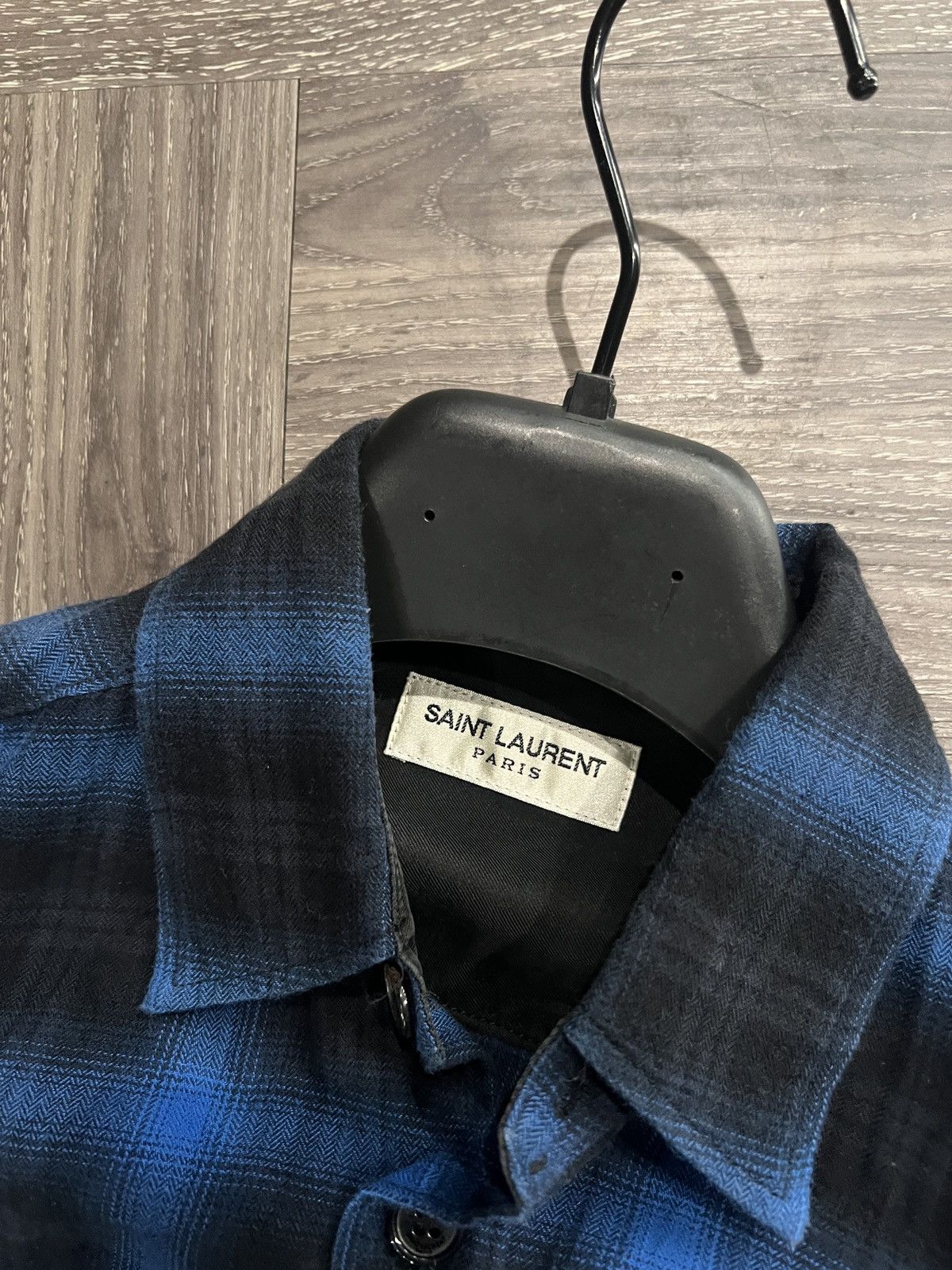 Saint Laurent Paris AW15 Saint Laurent Paris Electric Blue Pearl Snap Flannel Size US XS / EU 42 / 0 - 2 Thumbnail