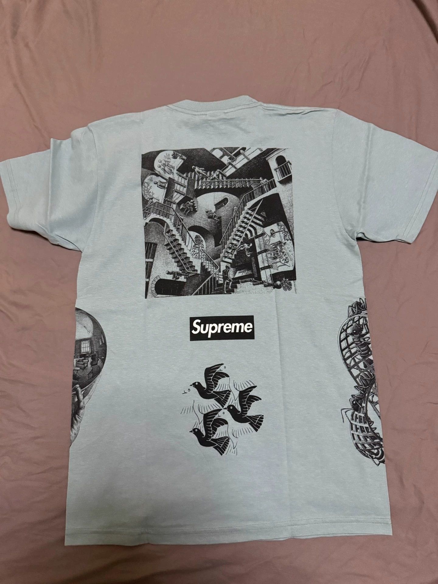 Supreme Supreme x MC Escher Collage SS Tee White/Lime Blue M Size US M / EU 48-50 / 2 - 2 Thumbnail