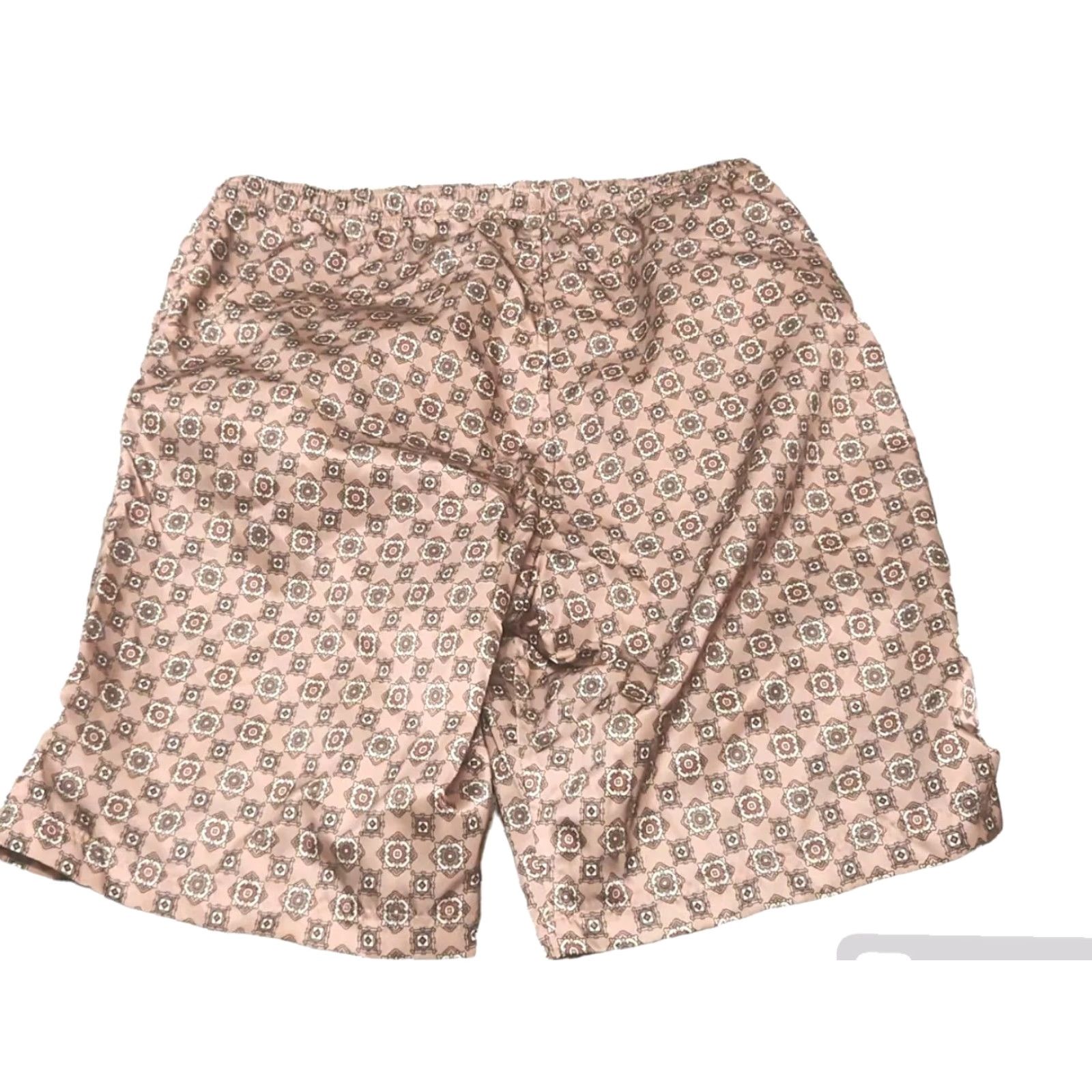 Needles Needles Japan Drawstring Shorts Mens L Mauve Satin Streetwear Athletic Casual Travel Pockets Geometric Front Flat Front 33in Waist Size US 33 - 2 Thumbnail
