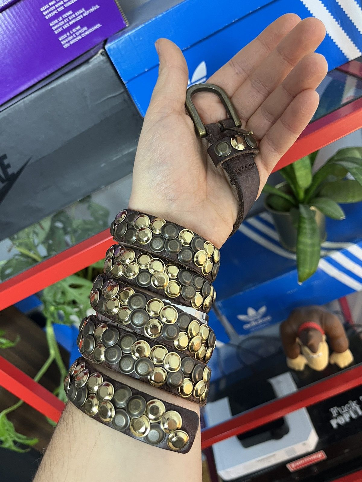 Vintage Vintage y2k studded thin leather belt bb Simon style Size ONE SIZE - 1 Thumbnail