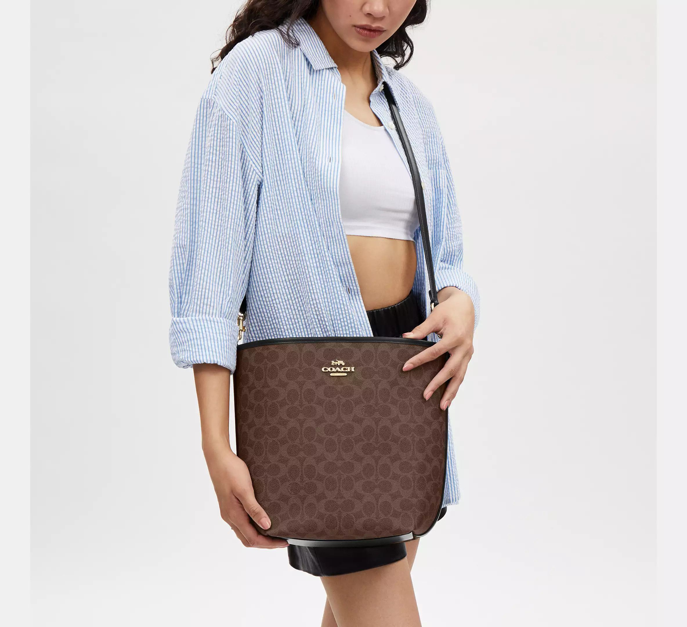 Coach City Large Bucket Bag In Signature Canvas CT802 Size ONE SIZE - 7 Thumbnail