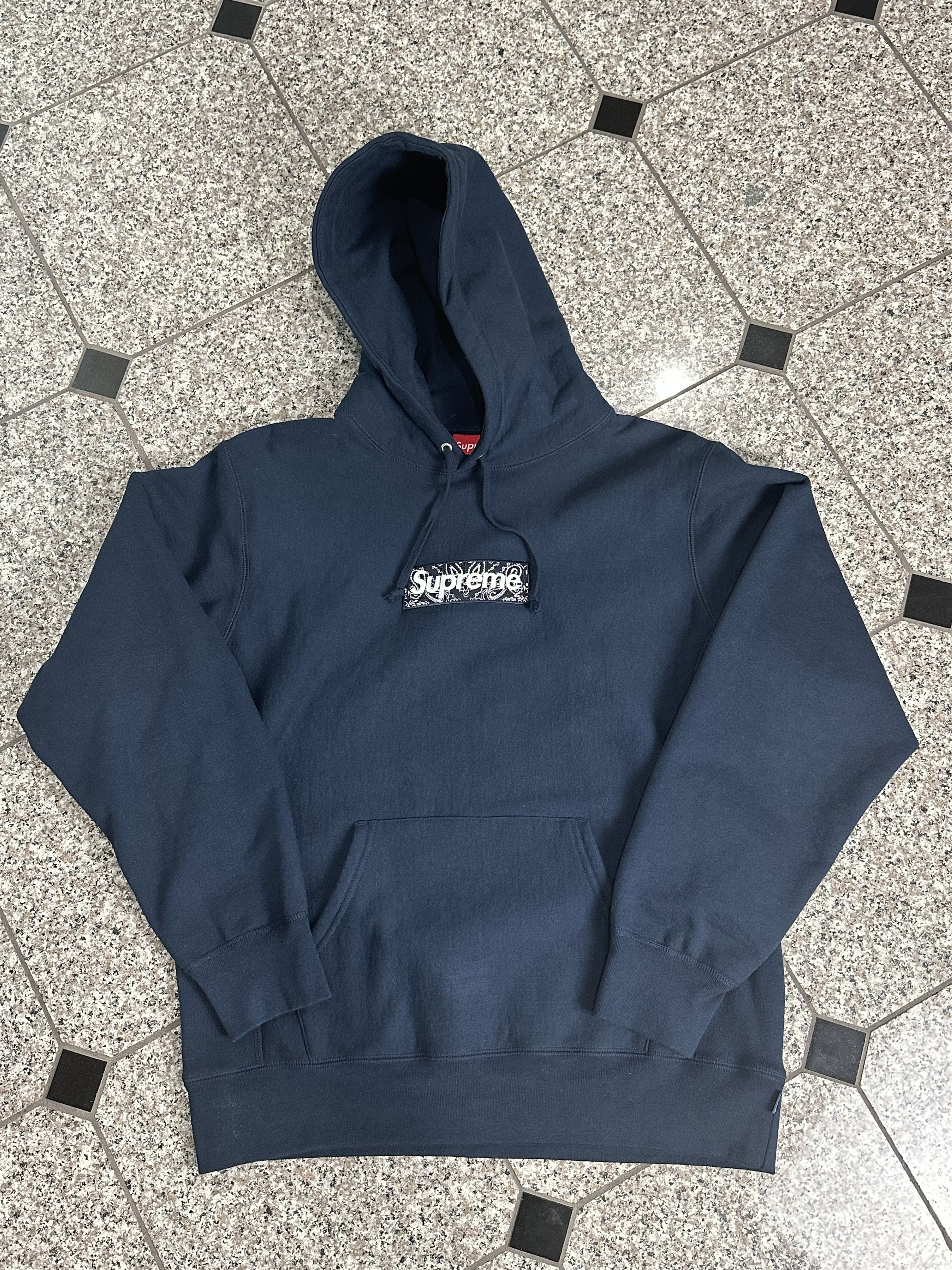 Supreme Bandana Box Logo Hoodie Navy Medium