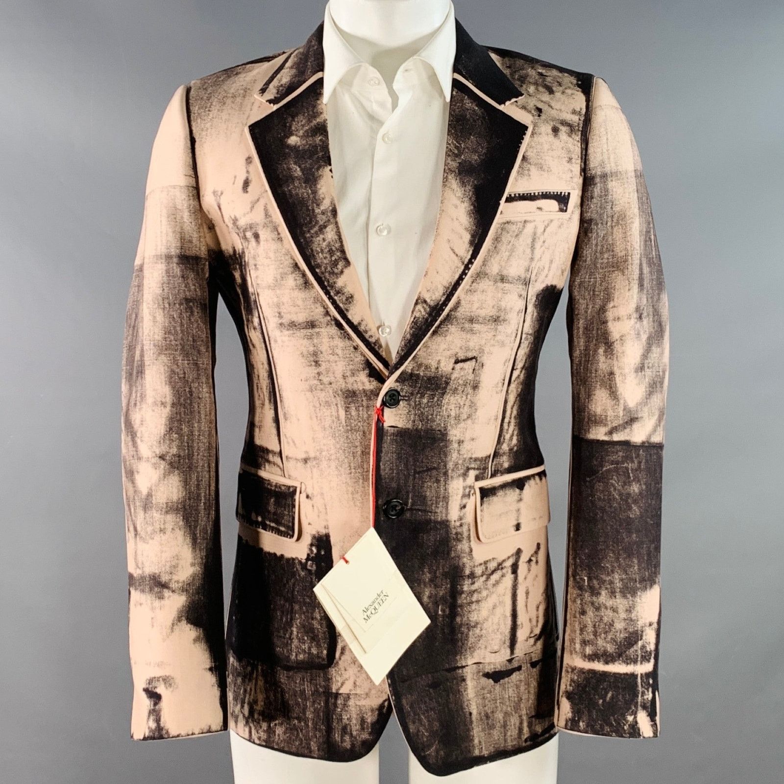 SS21 Size 36 Pink Black X-Ray Viscose Notch Lapel Sport Coat