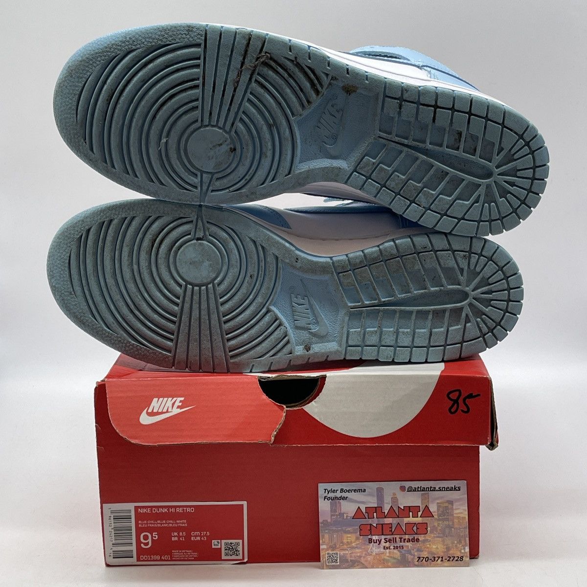 Nike Dunk high blue chill Size US 9.5 / EU 42-43 - 7 Thumbnail