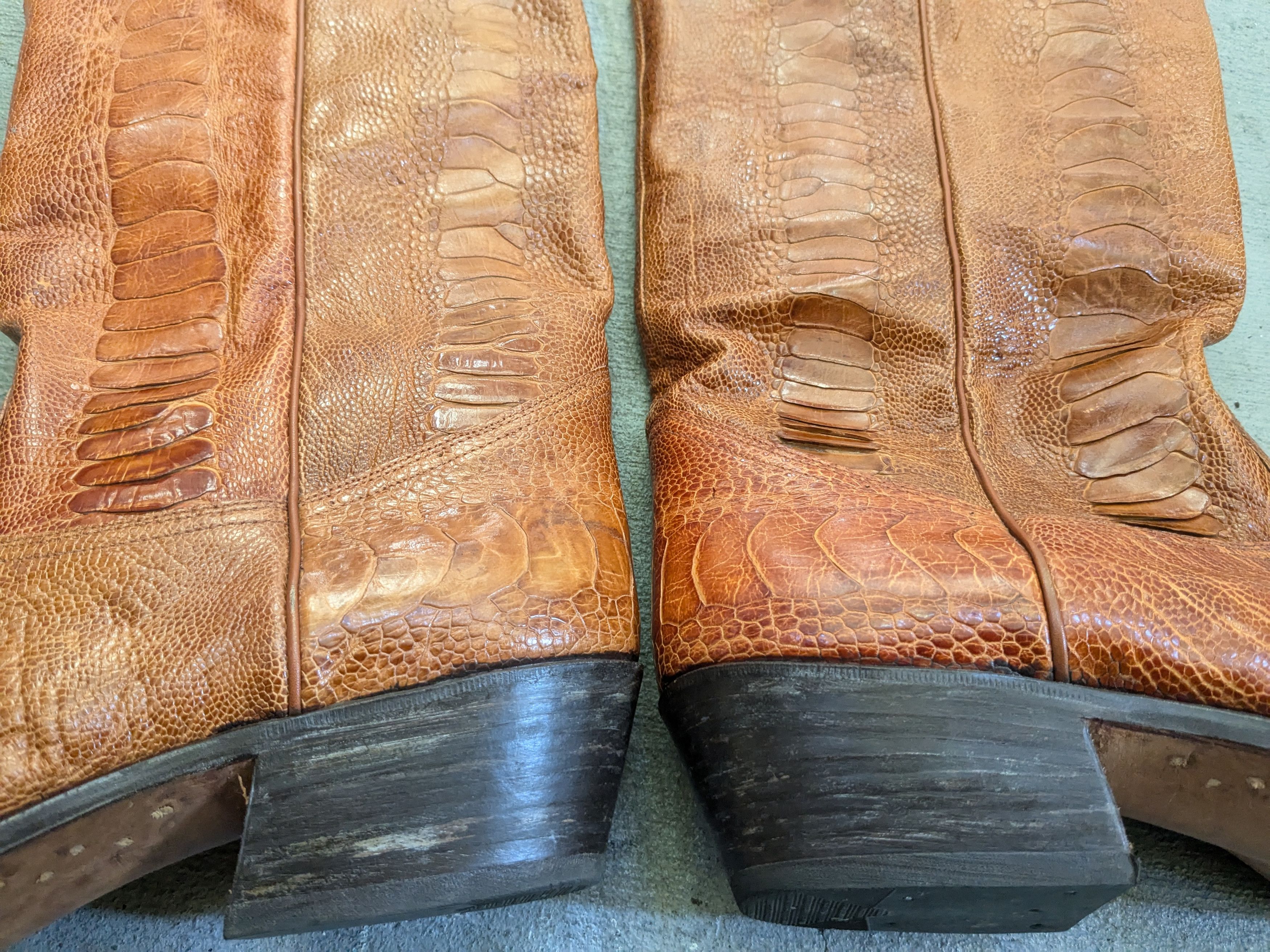 Vintage Ostrich Cowboy Boots 11 Brown Leather Western Size US 11 / EU 44 - 7 Thumbnail