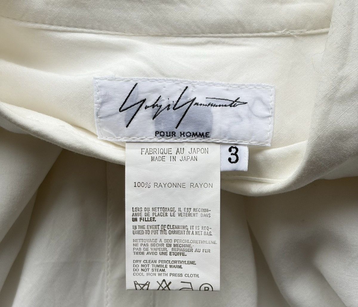 Yohji Yamamoto Yohji Yamamoto 03AW Curved Cut Rayon White Shirt Size US L / EU 52-54 / 3 - 7 Thumbnail