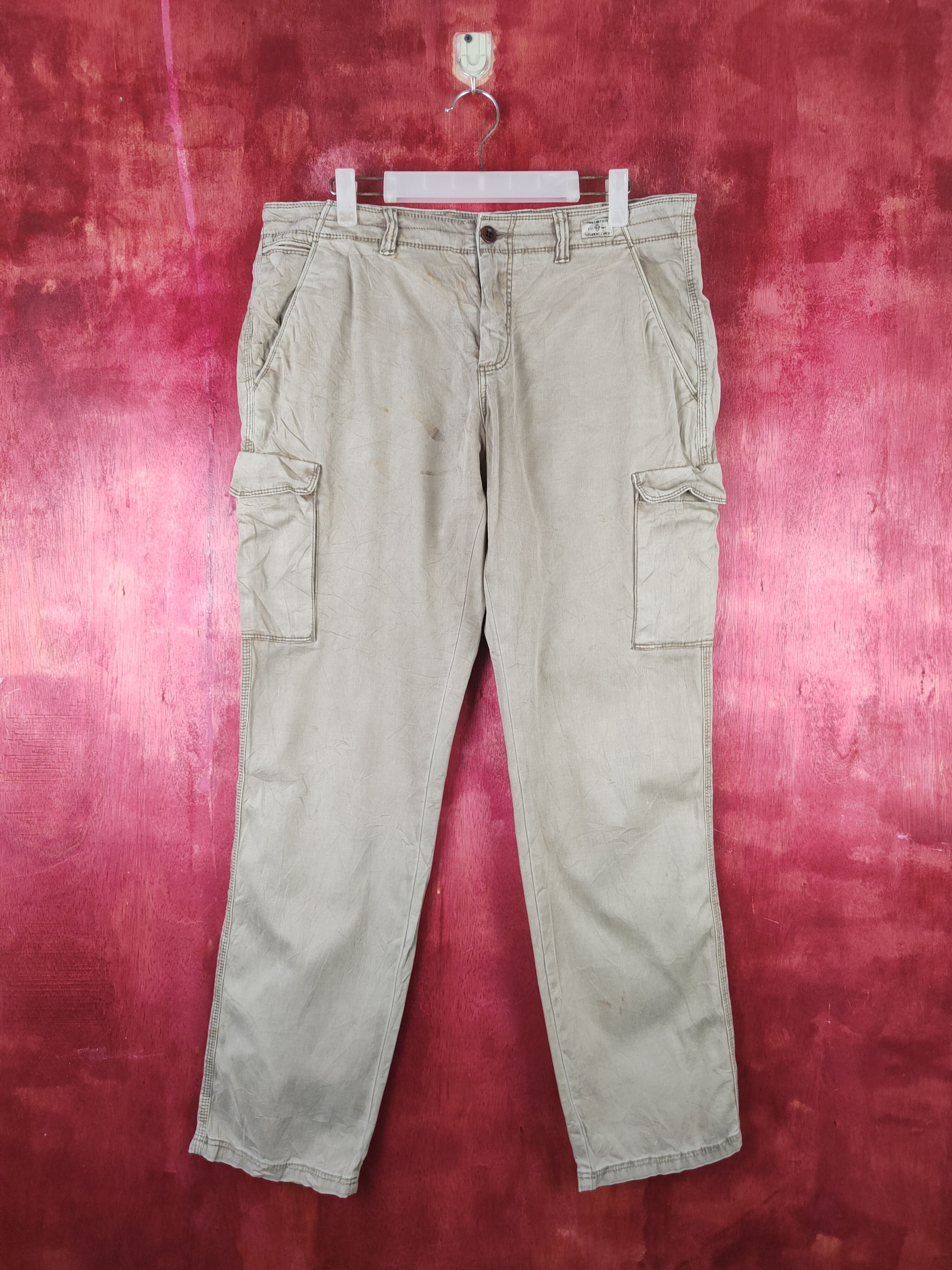 image of Tommy Hilfiger Beige Faded Multipocket Cargo Pants S1326, Men's (Size 34)