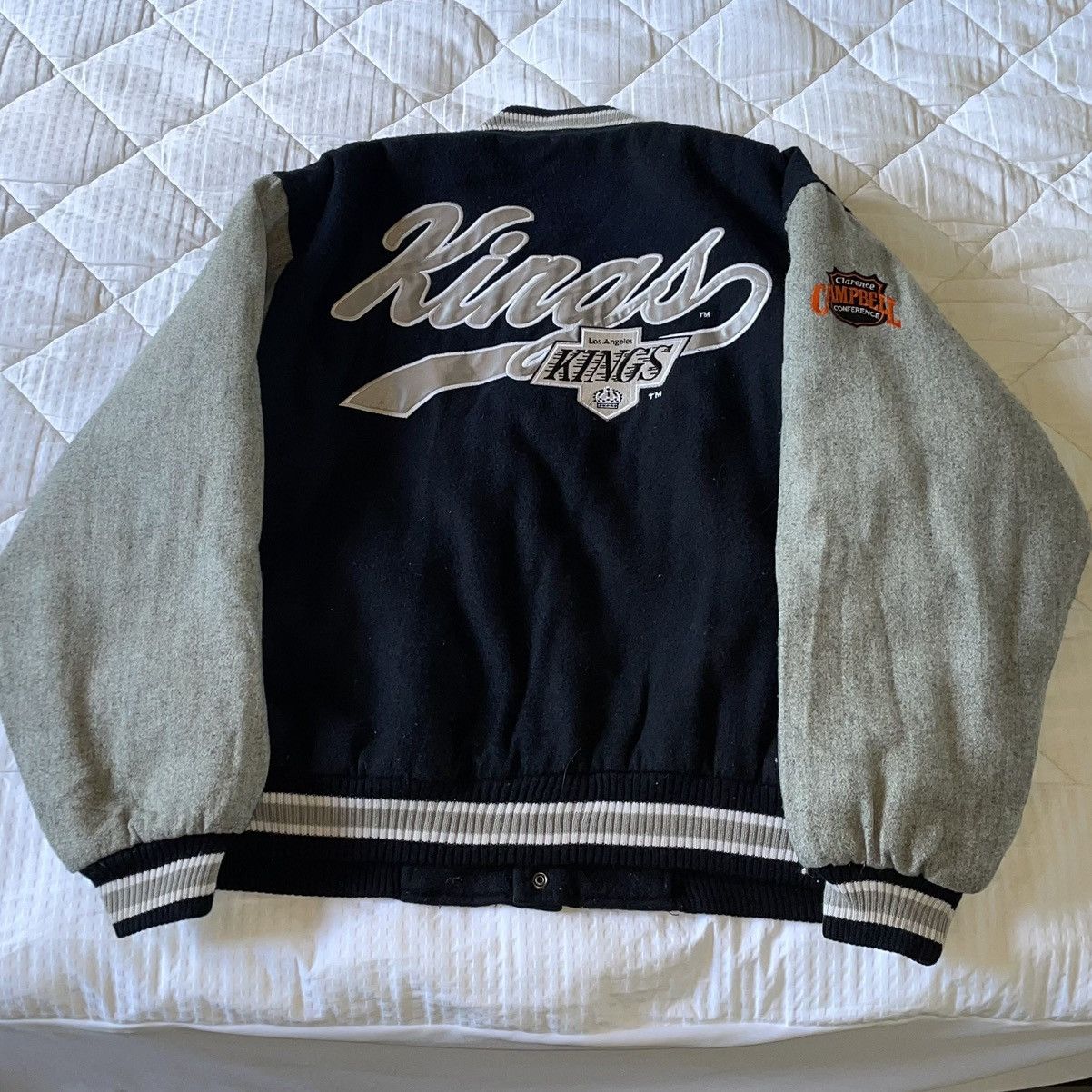 NHL LA KINGS Logo Athletic Wool Bomber Jacket Size US L / EU 52-54 / 3 - 1 Thumbnail