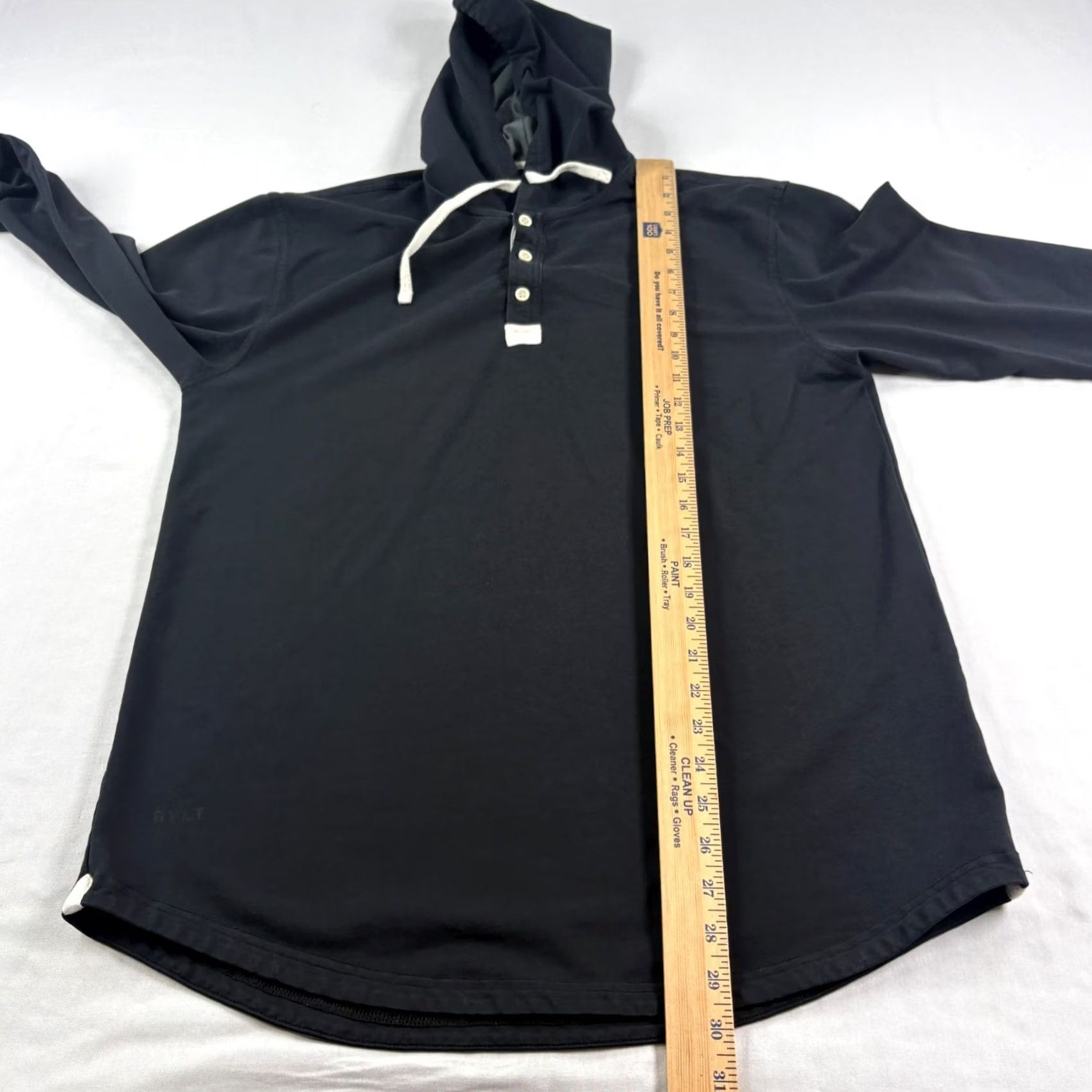 Vintage BYLT Performance Hoodie Henley Stretch Pullover Mens Large Black Hooded Drop Cut Button Shirt Size US L / EU 52-54 / 3 - 6 Thumbnail