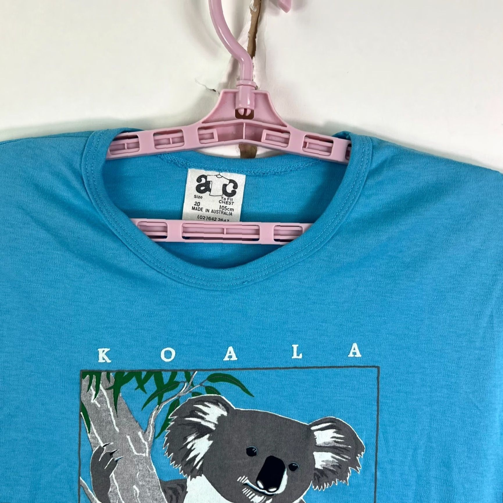 Vintage ATC Koala Graphic T-Shirt Adult Large Blue Short Sleeve Crew Neck Animal Art Mens Size US L / EU 52-54 / 3 - 3 Thumbnail