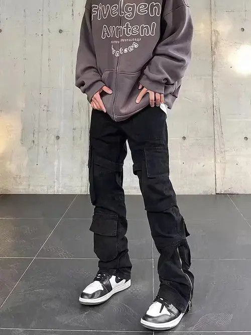 Japanese Brand × Jean High Street Style Zip Retro Black Cargo Pants Size US 32 / EU 48 - 4 Thumbnail