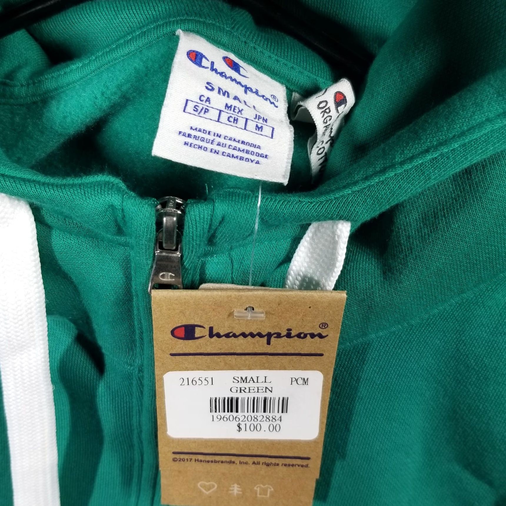 Champion Champion Hoodie Mens Small Green Comfort Fit Organic Cotton Pullover Logo NWT Size US S / EU 44-46 / 1 - 2 Thumbnail