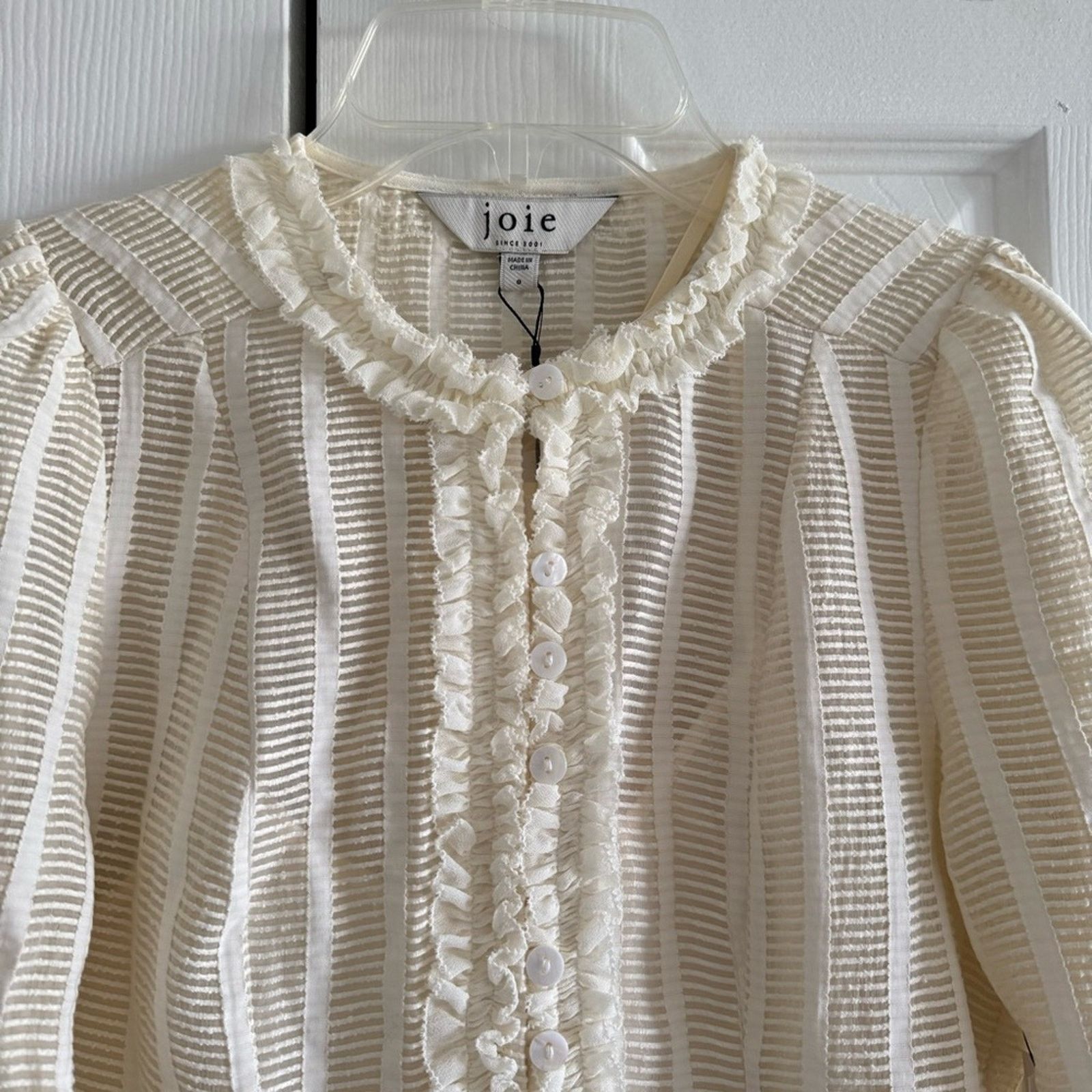 Joie NWT! Joie Jayden Cream Women's Top, Size 0 Size XS / US 0-2 / IT 36-38 - 4 Thumbnail