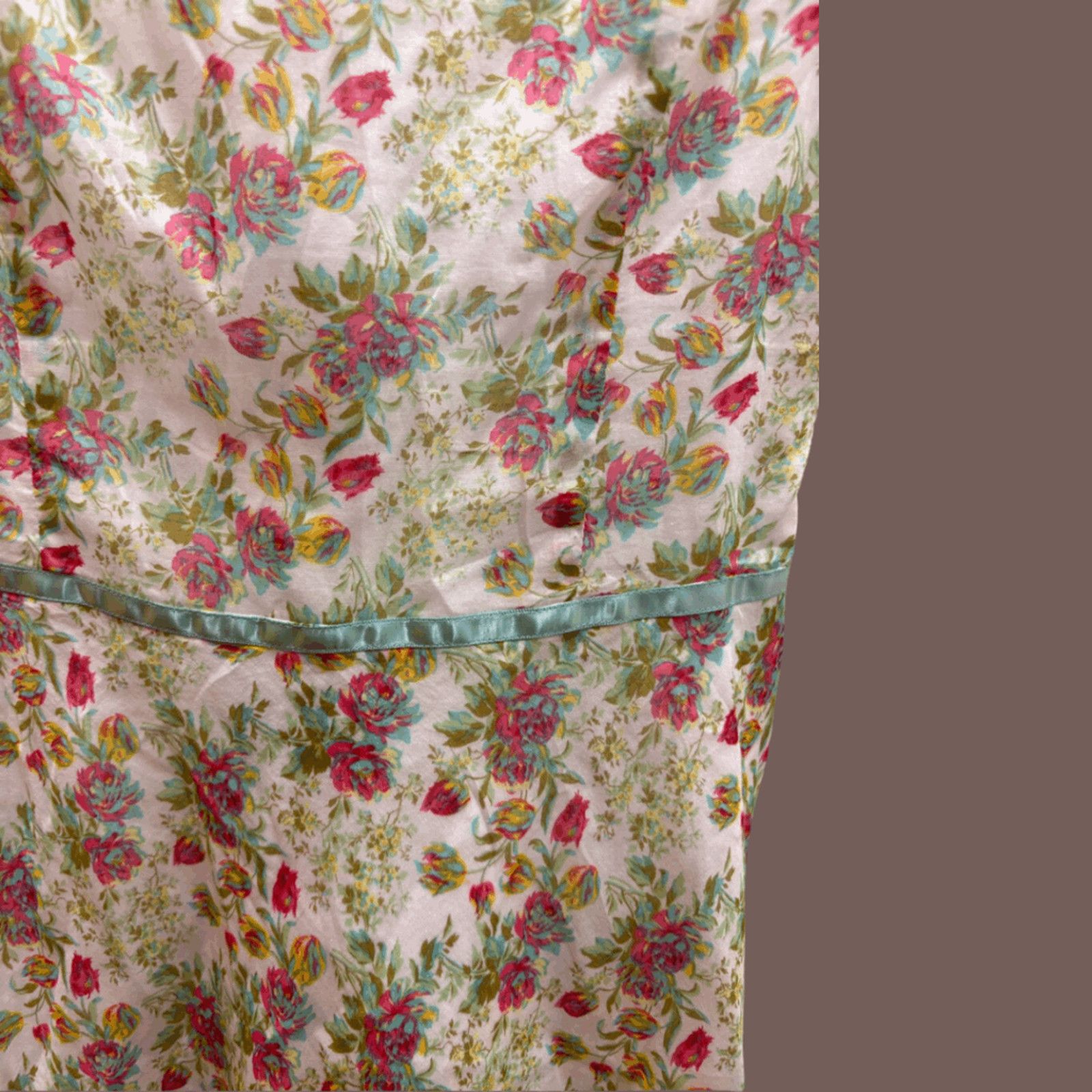 Vintage VTG Floral Midi Dress | Shoshanna Ribbon Tie | Y2K Coquette Size S / US 4 / IT 40 - 4 Thumbnail