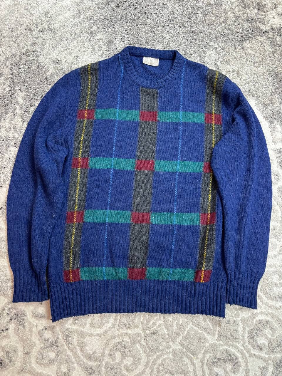 Vintage Vintage MacBallantain's 100% Wool Plaid Sweater Blue Size US L / EU 52-54 / 3 - 11 Thumbnail