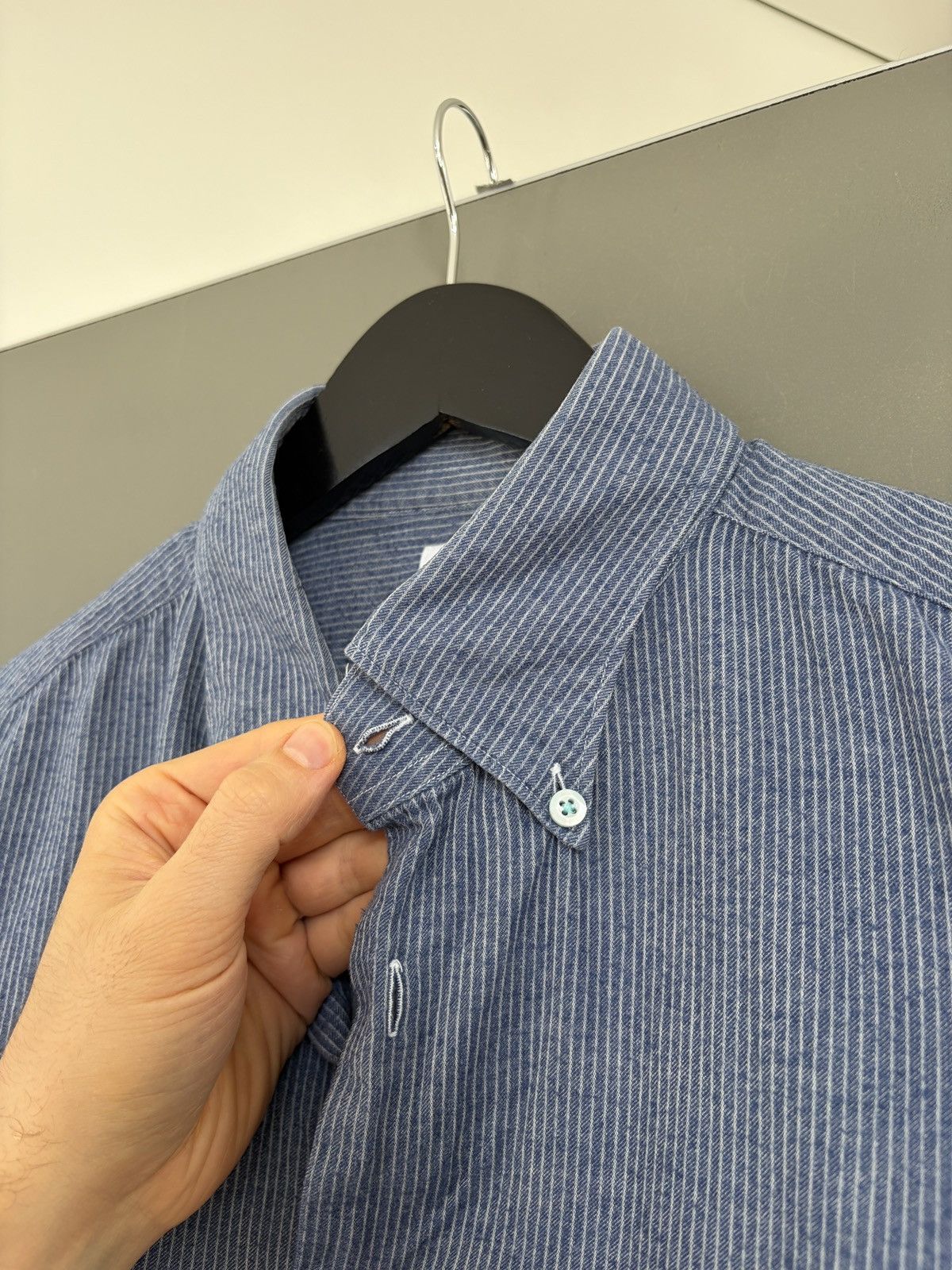 Other Bolzonella Blue Pinstripe Cotton Supersoft Shirt Size US L / EU 52-54 / 3 - 3 Thumbnail