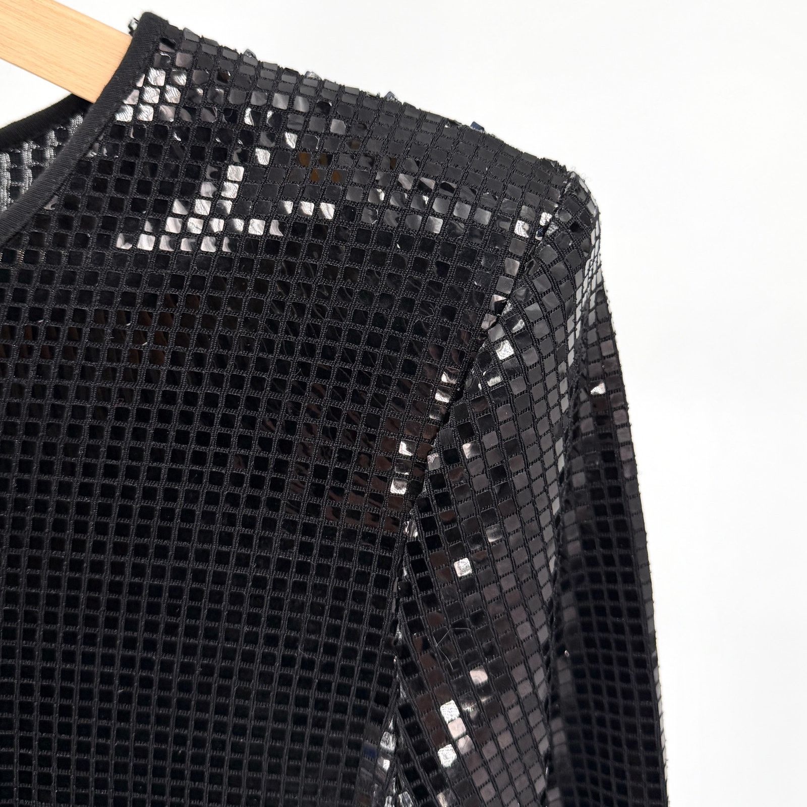 Love Moschino Black Square Sequin Mini Dress Shoulder Pad Stretch Party Size M / US 6-8 / IT 42-44 - 3 Thumbnail
