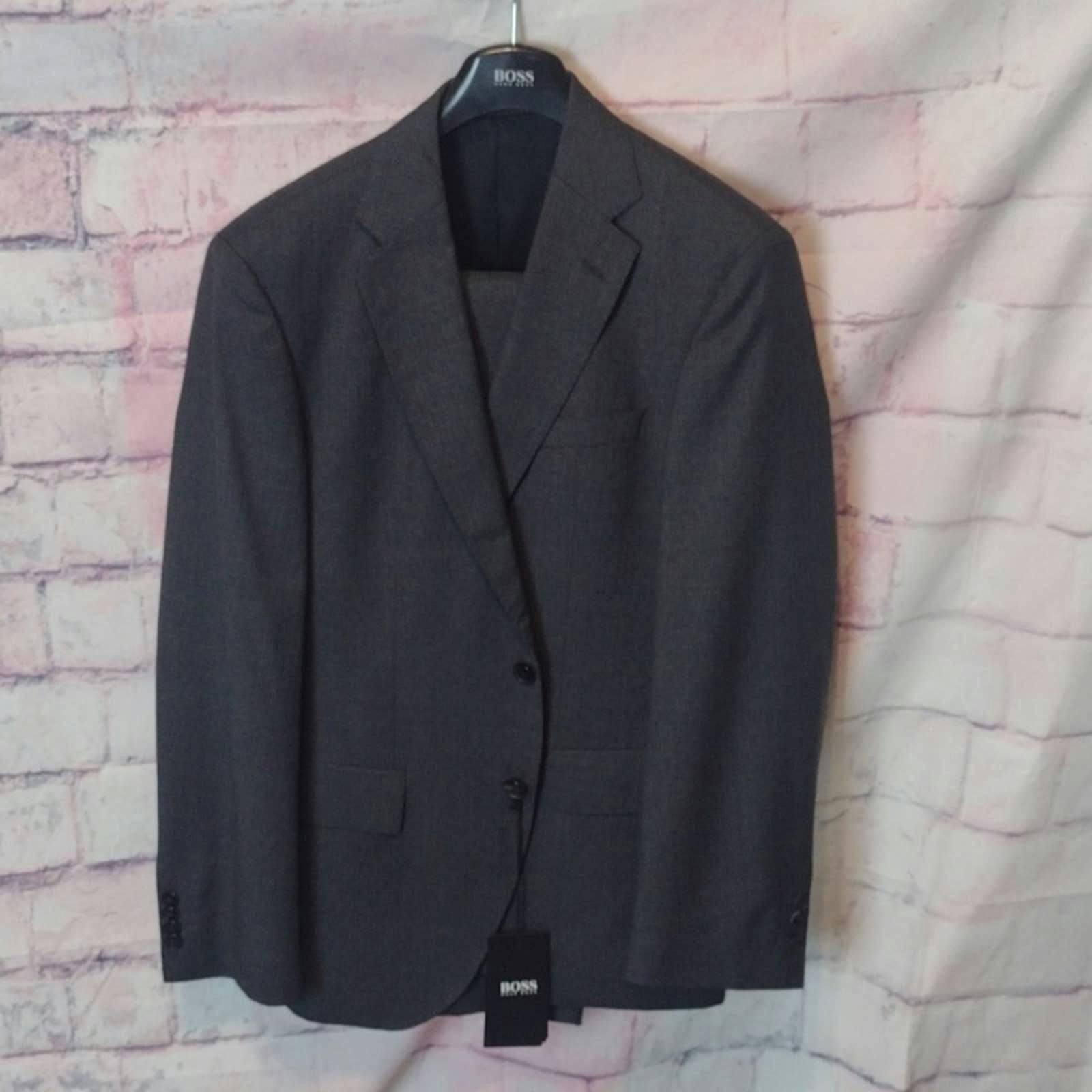 image of Boss Hugo Boss Guabello Super 120 Slim Fit Suit Size 38S in Grey, Men's