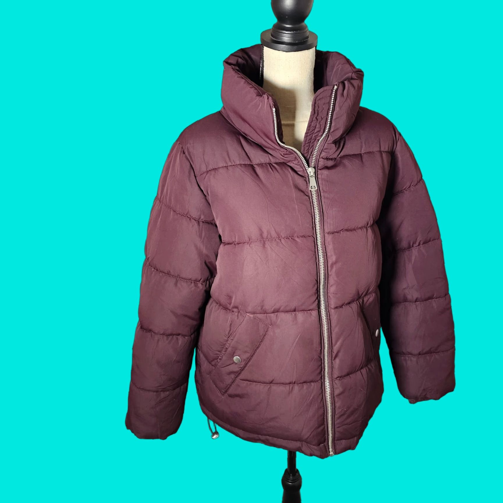 H&M H&M Jacket Women's Size S Padded Puffer Wine Red Winter Coat Streetwear Casual Warm Zip Size S / US 4 / IT 40 - 1 Thumbnail