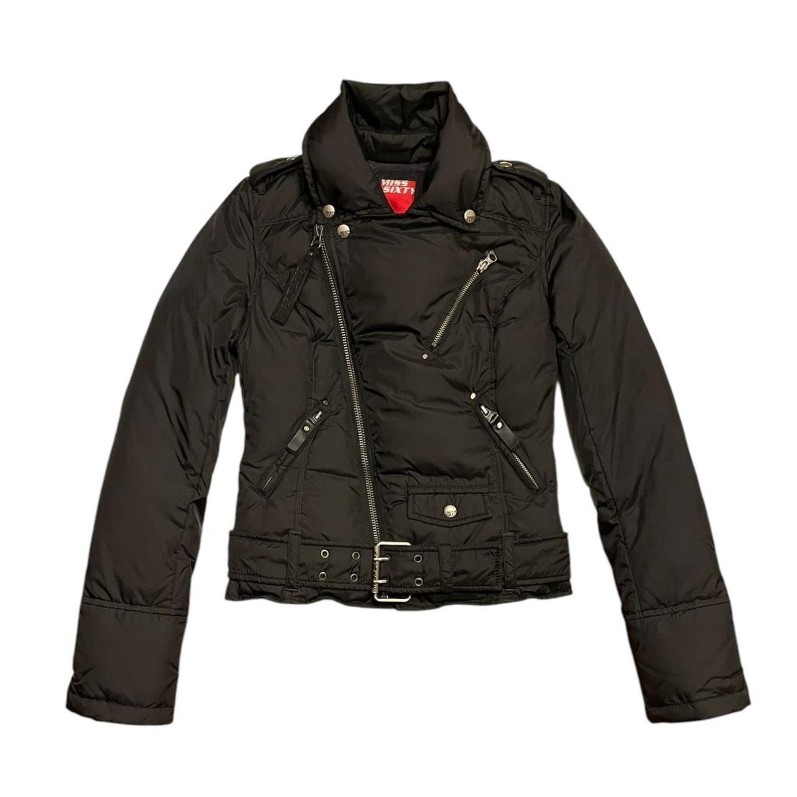 RARE Vintage Miss Sixty moto biker down puffer jacket Size S