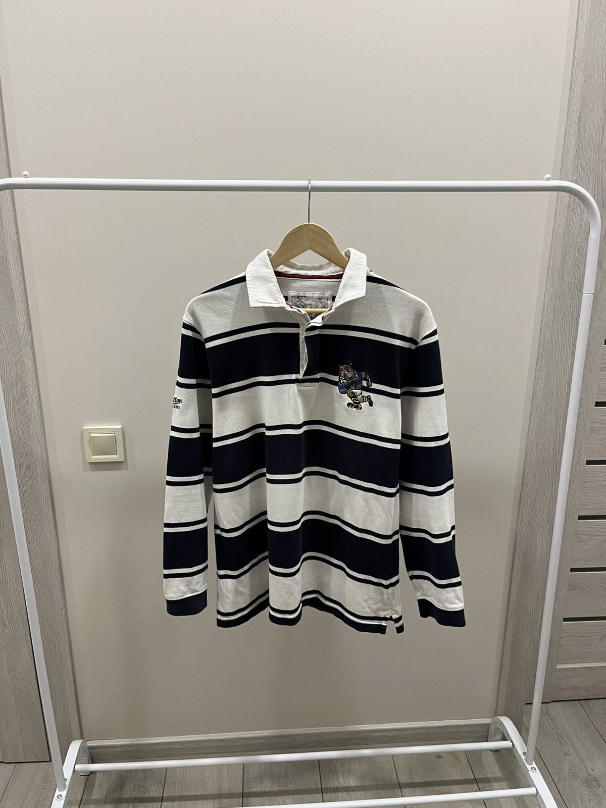 Vintage Vintage 90’s White Black Striped Rugby Long Sleeve Jersey Size US L / EU 52-54 / 3 - 1 Thumbnail