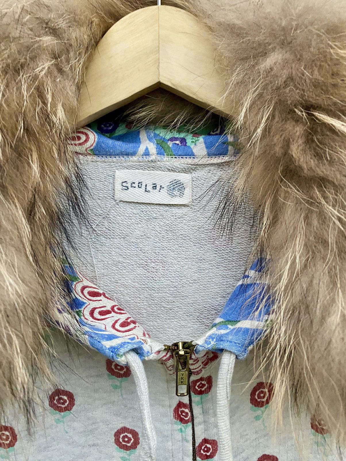 Japanese Brand Scolar Bohemian Japanese Floral All Over Hoodie With Fur Size US M / EU 48-50 / 2 - 6 Thumbnail