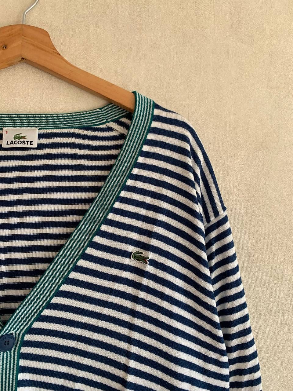 Lacoste 90's Vintage Lacoste Striped Cardigan Mens Size 6 (XL) Size US XL / EU 56 / 4 - 3 Thumbnail