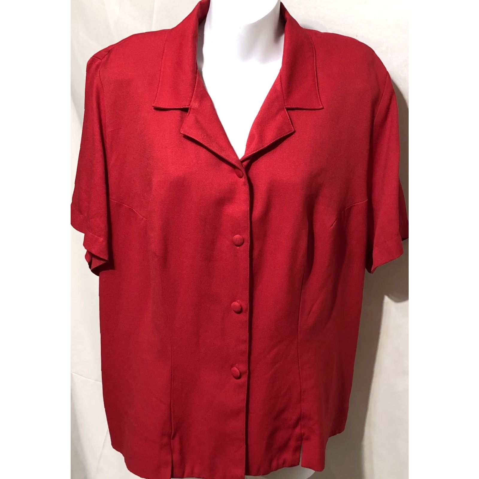 Vintage Sag Harbor Blouse Shirt 1X Red Short Sleeve Button Back Office Work Womens Size XL / US 12-14 / IT 48-50 - 8 Thumbnail