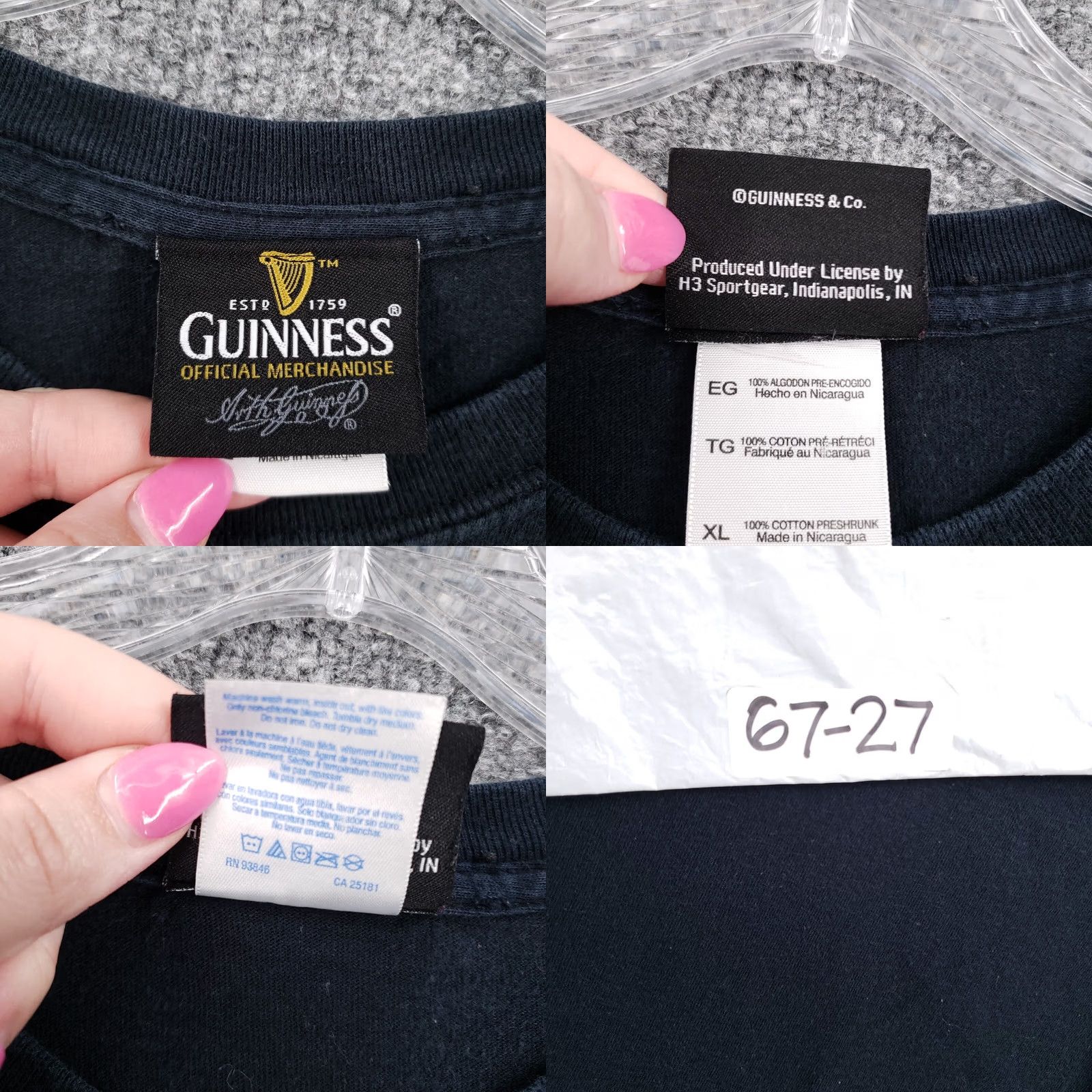 Vintage Guinness Shirt Mens XL Blue Preshrunk Short Sleeve Crew Neck T-Shirt 90s Style Beer Classic Size US XL / EU 56 / 4 - 8 Thumbnail