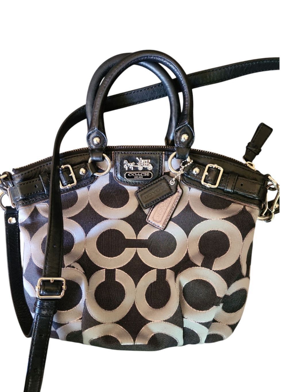 Coach Coach Satchel Top Handle Bag Medium Black Silver Size ONE SIZE - 1 Thumbnail