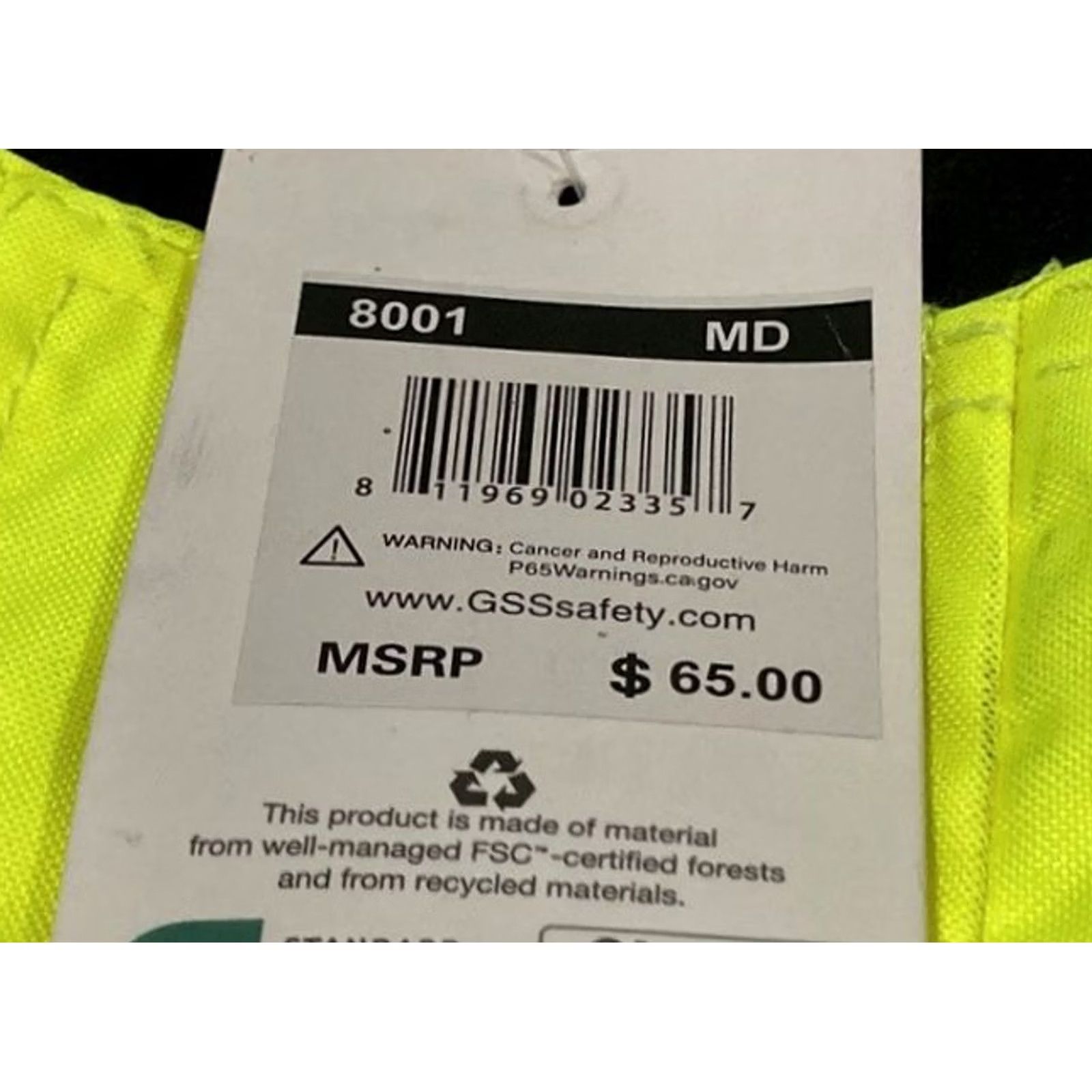 Vintage GSS Reflective Safety Jacket, Class 3 Hi Vis Bomber Winter Jacket, Lime Medium, Men, Jacket Size US M / EU 48-50 / 2 - 5 Thumbnail