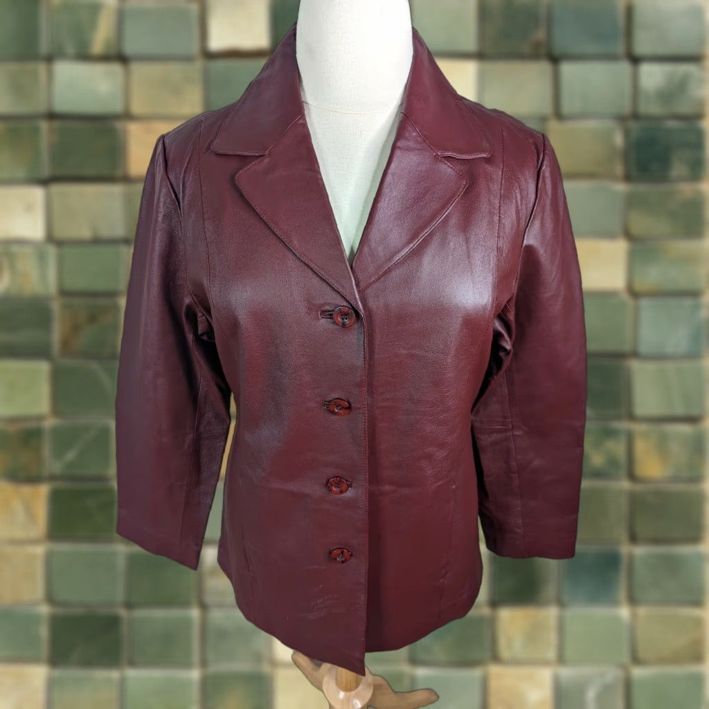 Vintage VINTAGE Red Leather Blazer Jacket Coat Womens XL 90s Y2K Vintage Tribeca Studio Bomber Moto Leather Coat & Jacket Size XL / US 12-14 / IT 48-50 - 1 Thumbnail