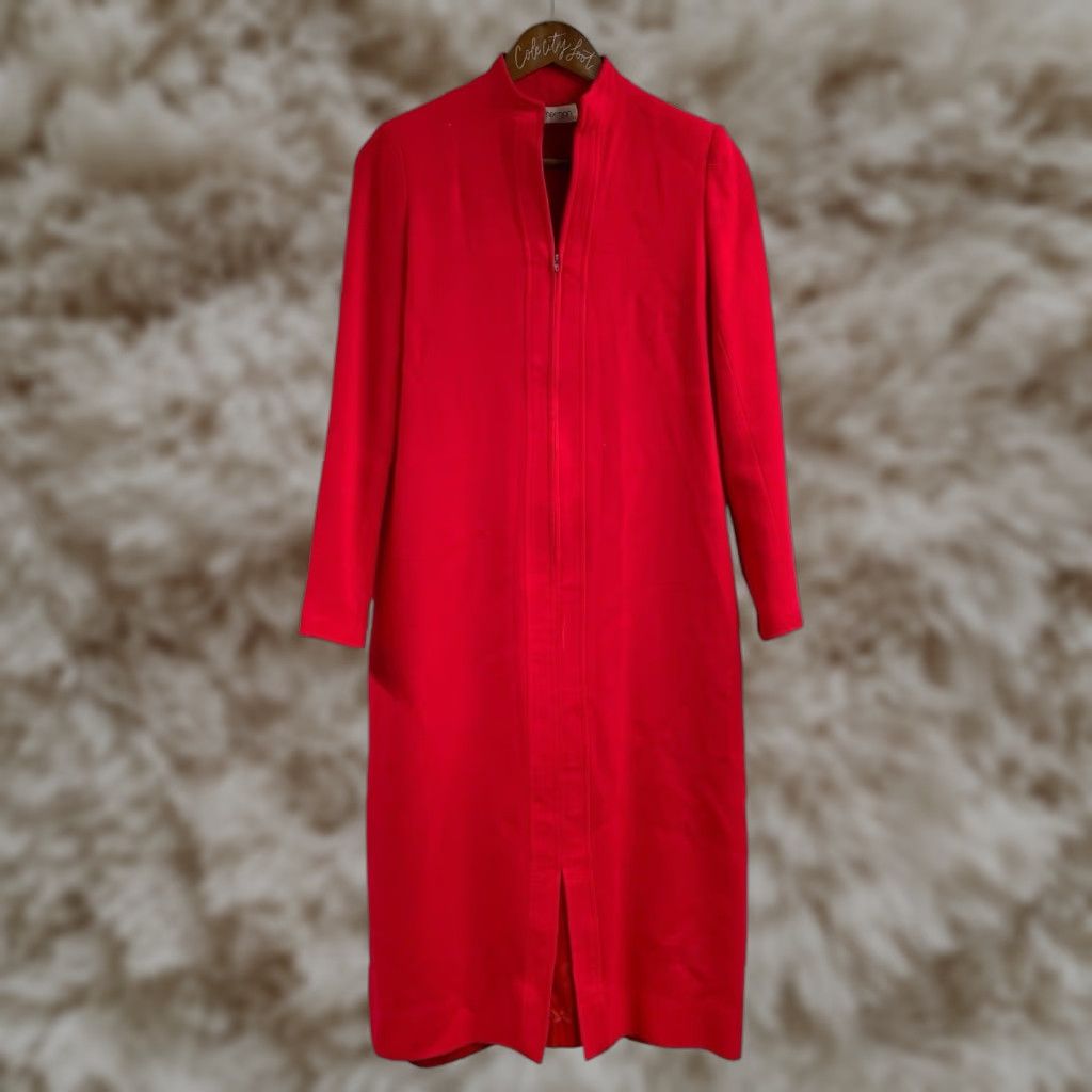 VINTAGE Stanley Sherman Dress Shift Dress 1/2 Zip Red Women Knee Length Zip Mens? Wait end.