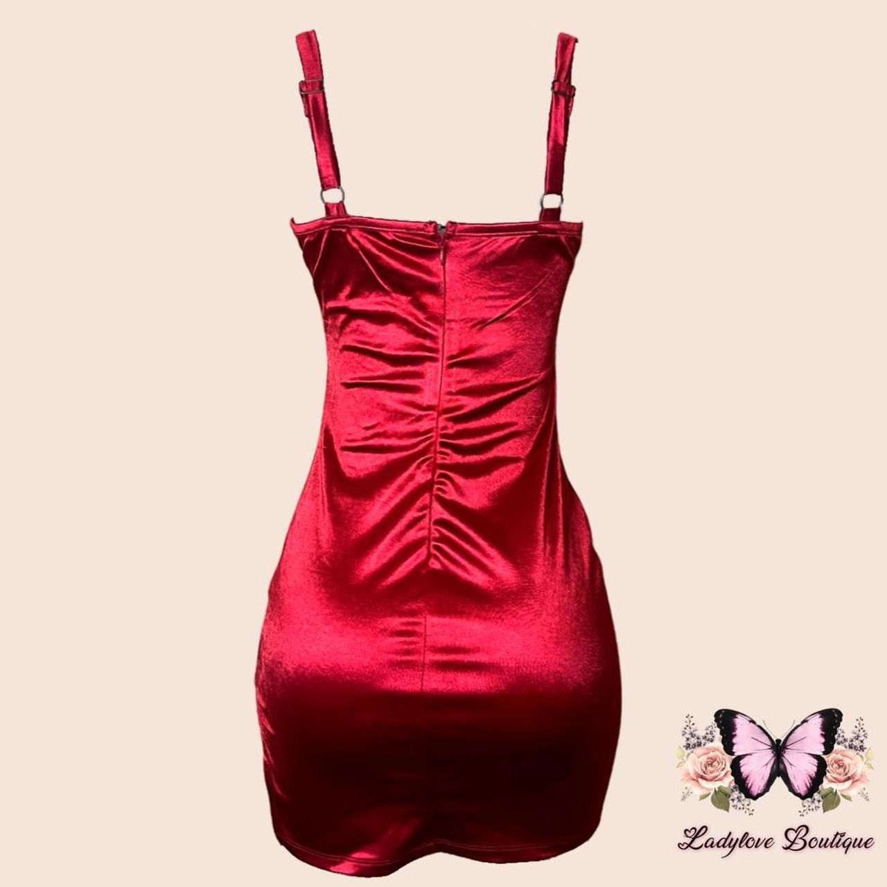 Other Red Satin Mini Dress Size L / US 10 / IT 46 - 3 Thumbnail