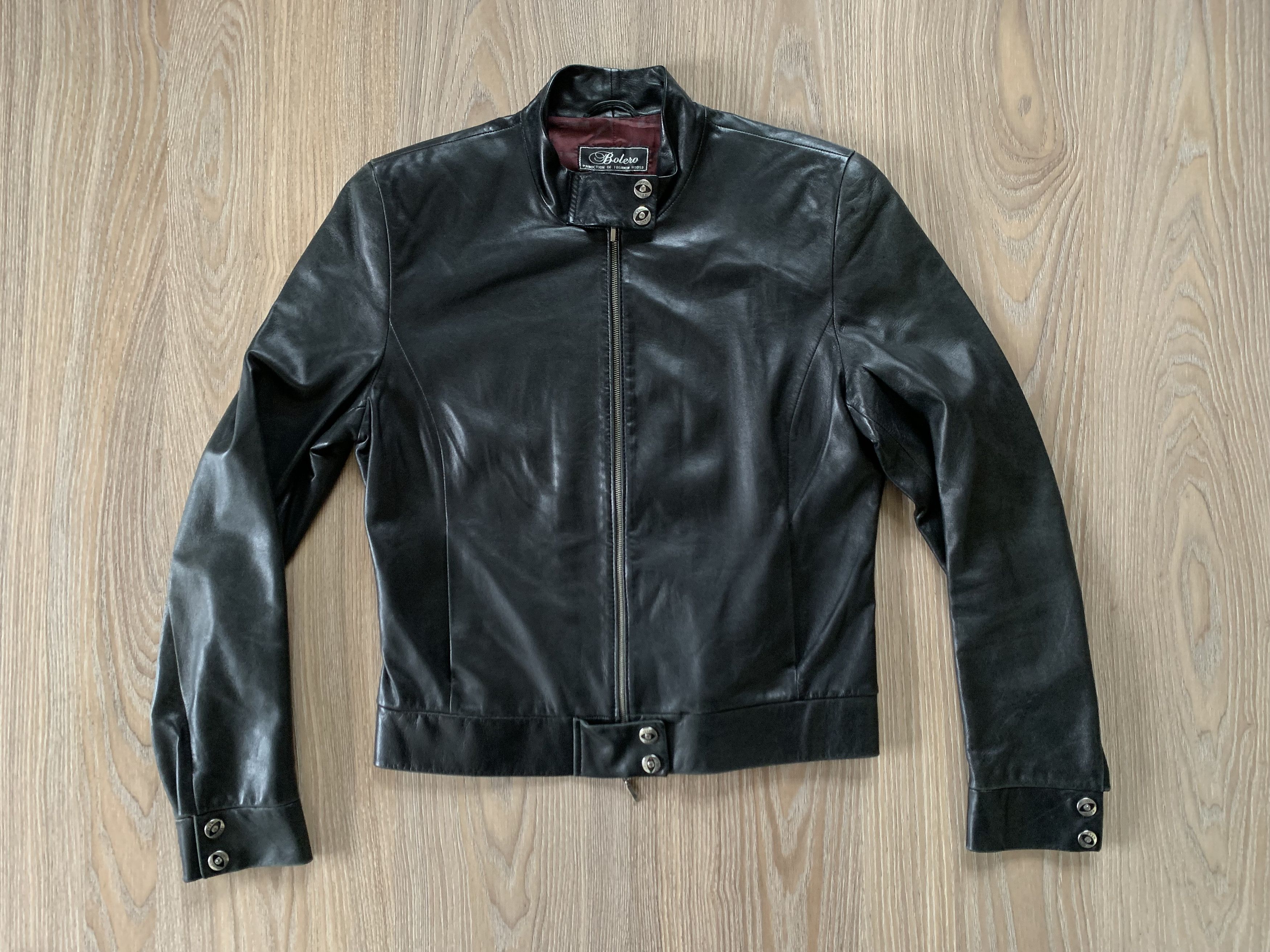 Genuine Leather Bolero Woman Black Soft Leather Biker Zip Jacket Size M / US 6-8 / IT 42-44 - 3 Thumbnail