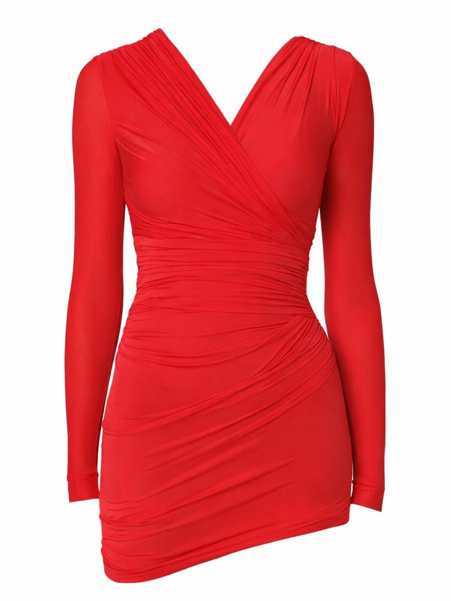 Balenciaga BALENCIAGA DRAPED MINI DRESS - RED (FR 38) Size S / US 4 / IT 40 - 1 Thumbnail