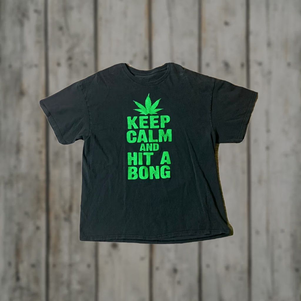 Vintage Spencers Keep Calm Hit Bong Marijuana T Shirt Black Adult XL Men Size US XL / EU 56 / 4 - 1 Thumbnail
