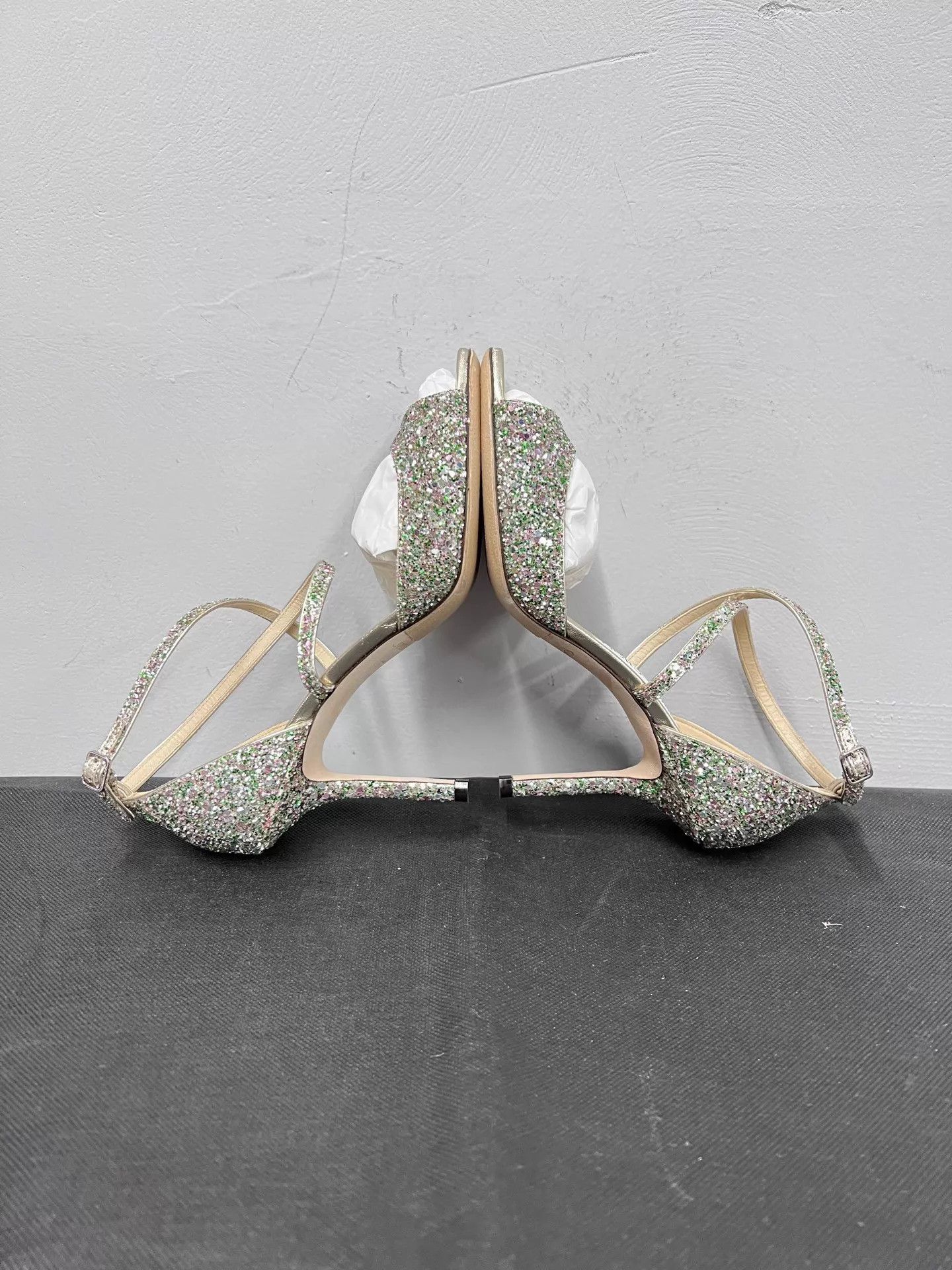 Jimmy Choo Jimmy Choo Emsy Crystal Glitter Open Toe Stiletto 38 NIB Size US 7.5 / IT 37.5 - 6 Thumbnail