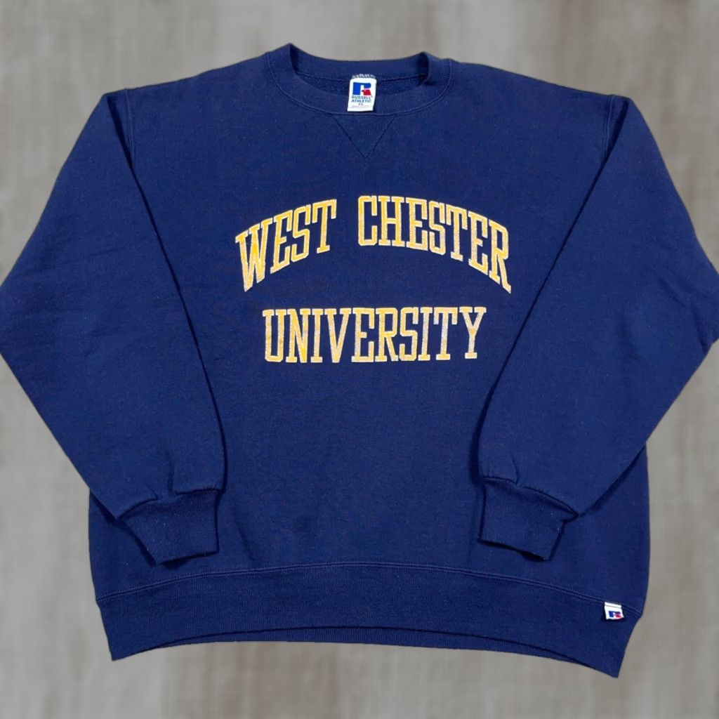 Russell Athletic VINTAGE Russell Athletic West Chester University Sweatshirt Men XL Blue Crewneck Pullover Logo 80s USA Size US XL / EU 56 / 4 - 1 Thumbnail