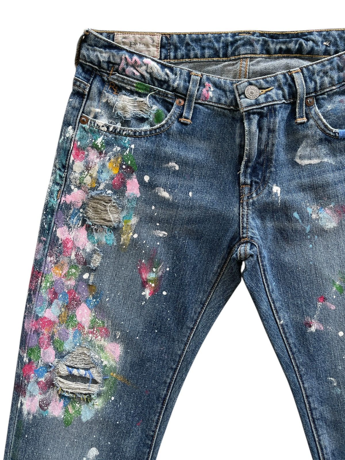 Polo Ralph Lauren Polo RL Paint Splatter Distressed Astor Slim Boyfriend Denim Size 28" / US 6 / IT 42 - 6 Thumbnail