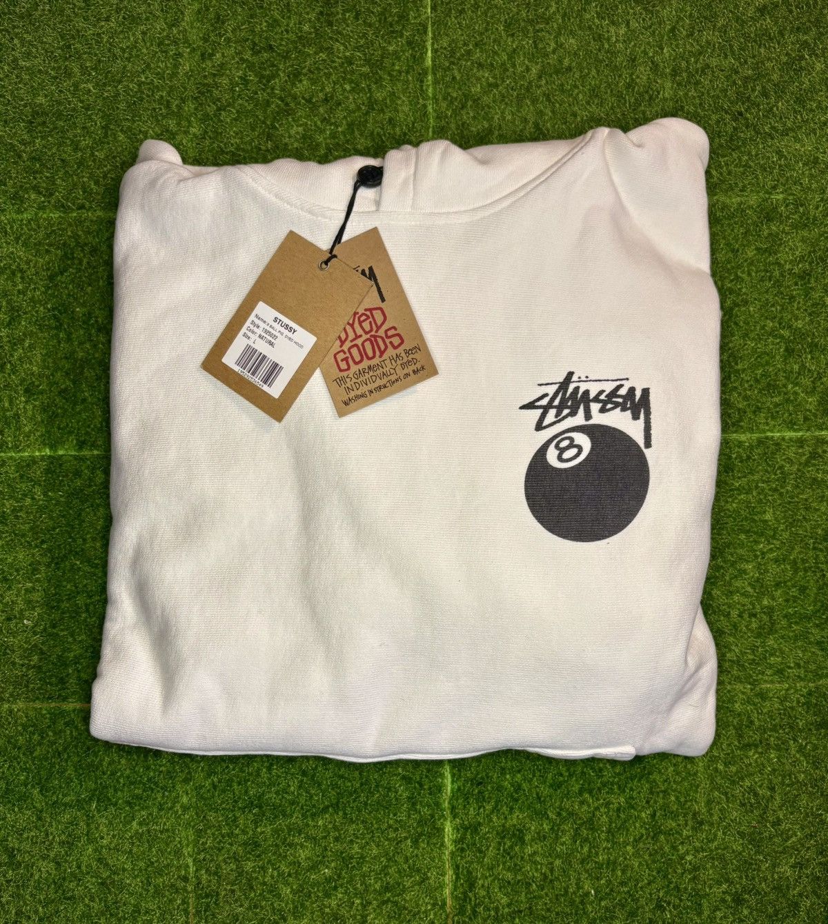 Stussy Stüssy 8 Ball Hoodie Pigment Dyed - Natural - Size Large Size US L / EU 52-54 / 3 - 1 Thumbnail