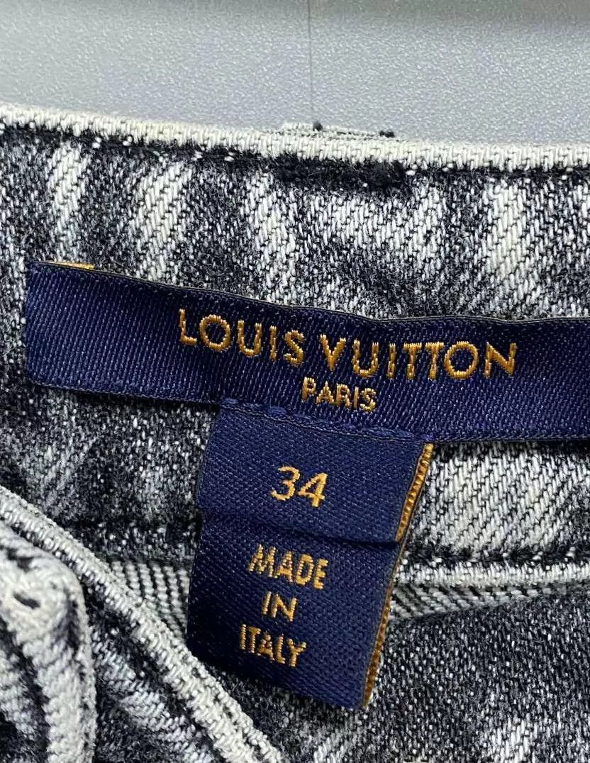 Louis Vuitton LV gray washed leather logo jeans 99 new size 34 Size 25" / US 0 / IT 36 - 4 Thumbnail